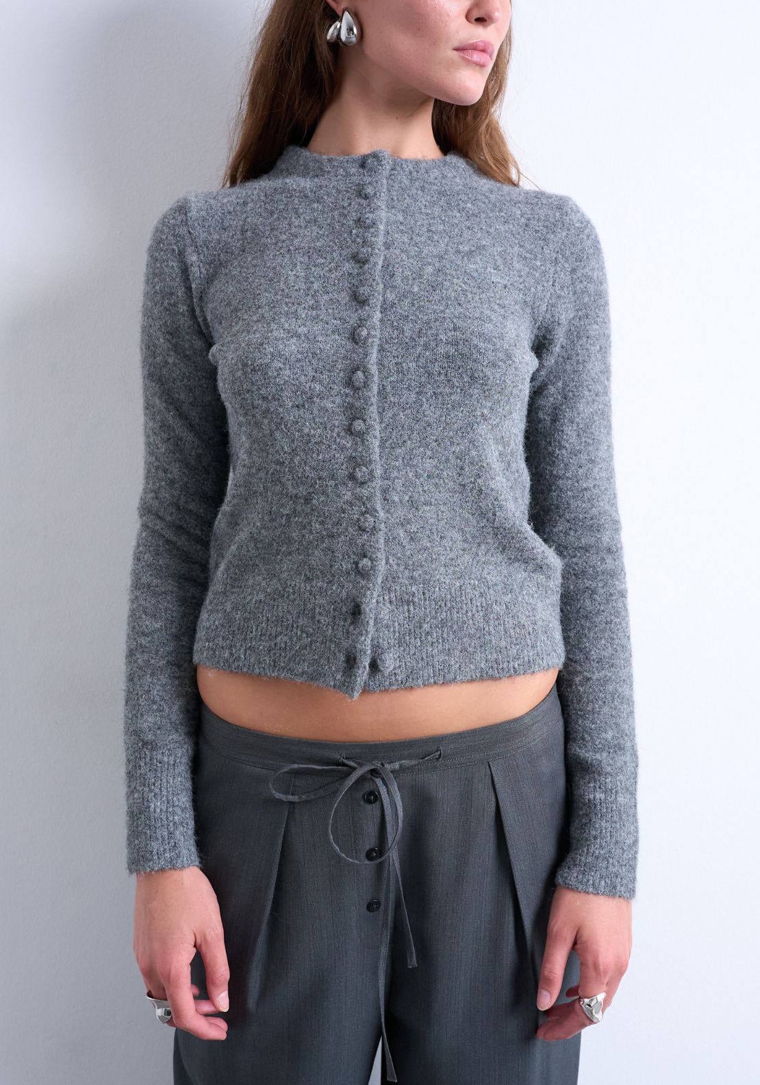 Topshop Sia Cardigan - Concrete Grey 1 Shaws Department Stores