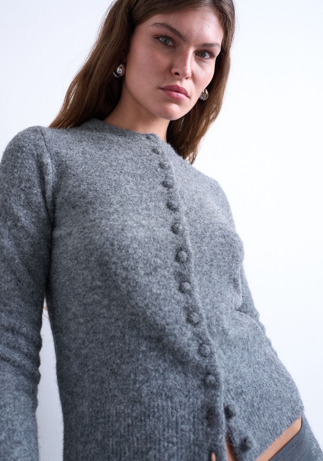 Topshop Sia Cardigan - Concrete Grey 3 Shaws Department Stores