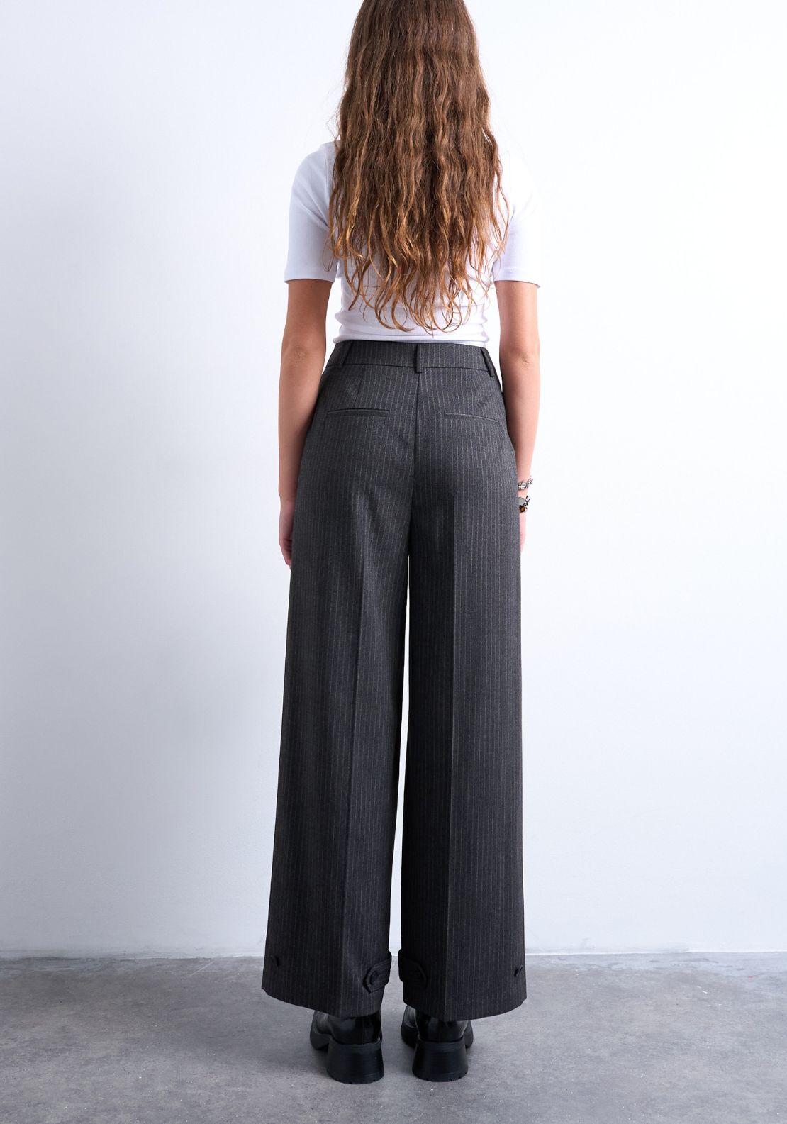 Topshop Louise Wide Leg Trouser - Charcoal Gray 2 Shaws Department Stores