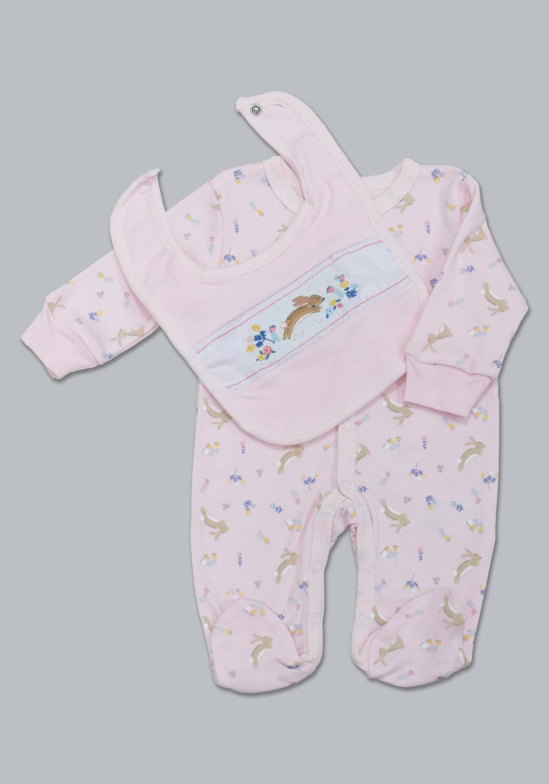 Jainco Rock-A-Bye Baby Boutique 100% Cotton 8 Piece Rabbit Print Layette Set - Pink 2 Shaws Department Stores