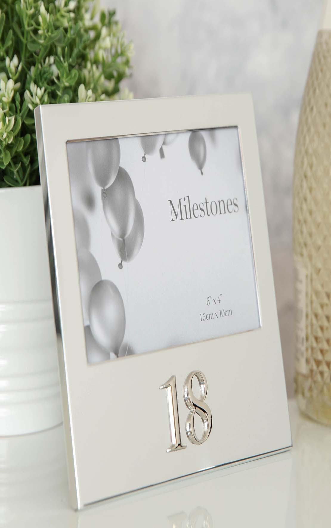 Celebrations Milestones Aluminium Photo Frame With 3D Number 6&quot; X 4&quot; - 18 1 Shaws Department Stores