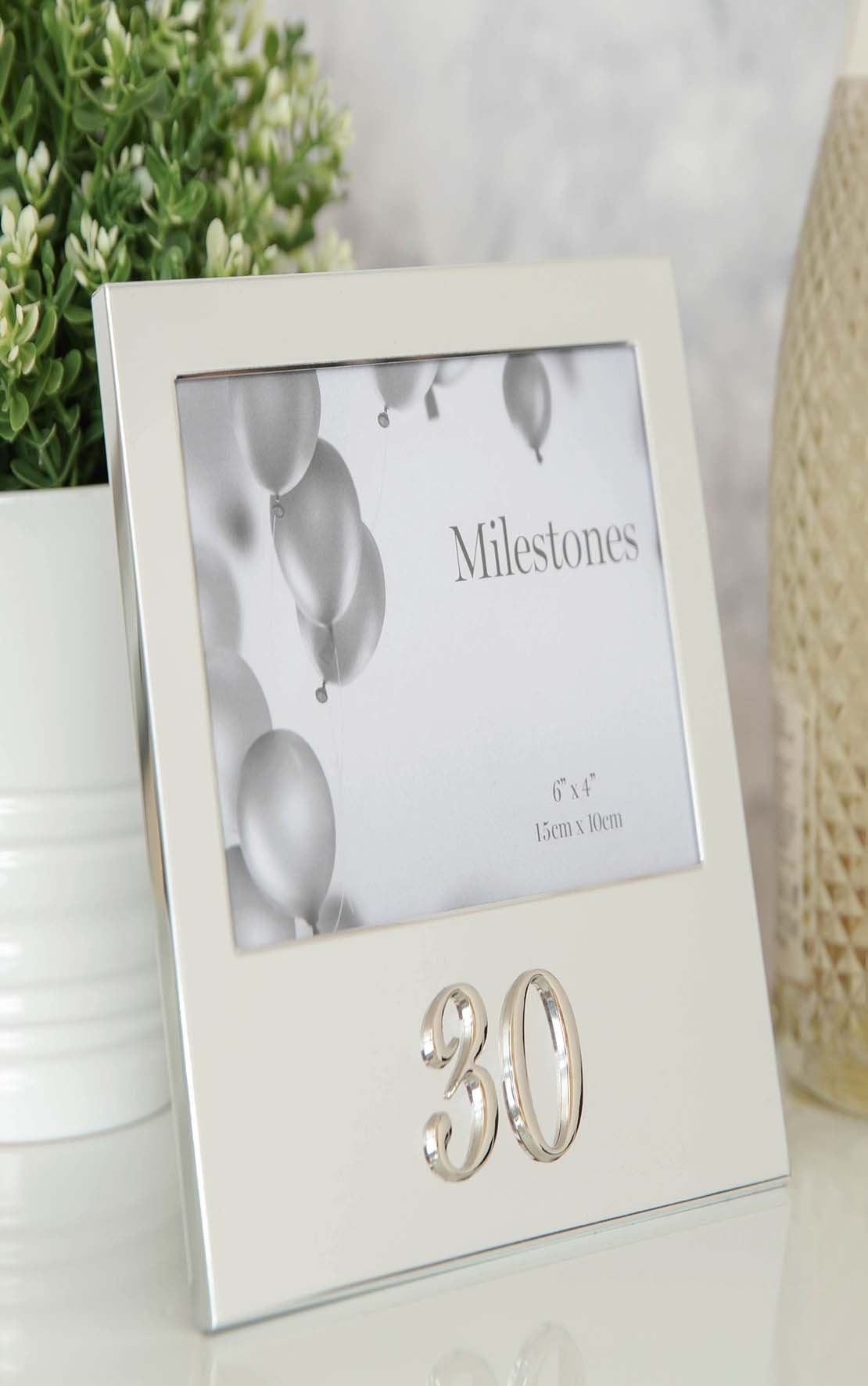 Celebrations Milestones Aluminium Photo Frame With 3D Number 6" X 4" - 30 1 Shaws Department Stores