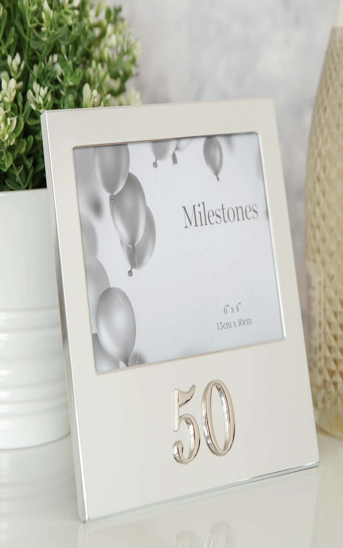 Celebrations Milestones Aluminium Photo Frame With 3D Number 6" X 4" - 50 1 Shaws Department Stores