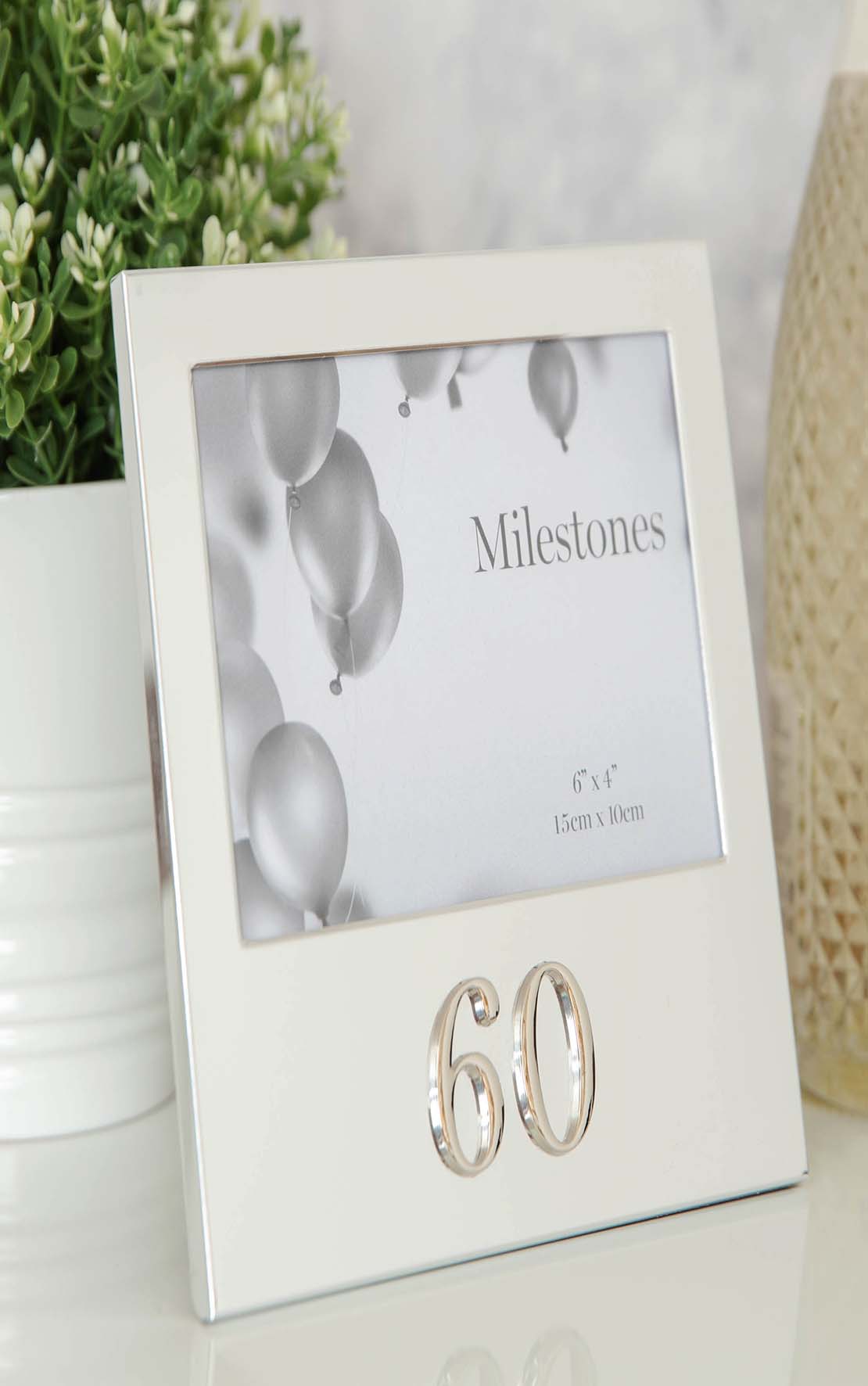 Celebrations Milestones Aluminium Photo Frame With 3D Number 6&quot; X 4&quot; - 60 1 Shaws Department Stores
