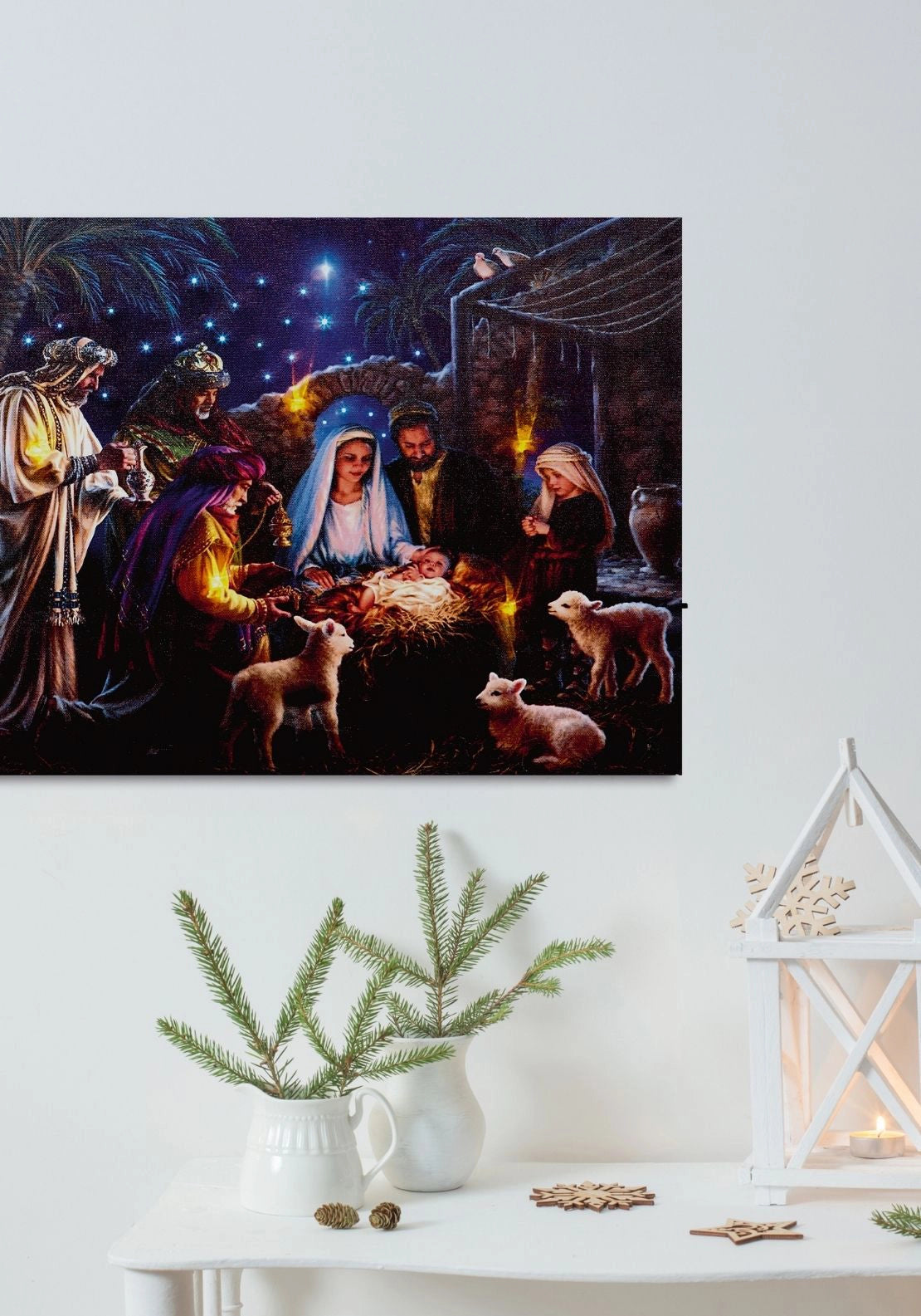 The Home Christmas LED Lit Nativity Scene Canvas 2 Shaws Department Stores