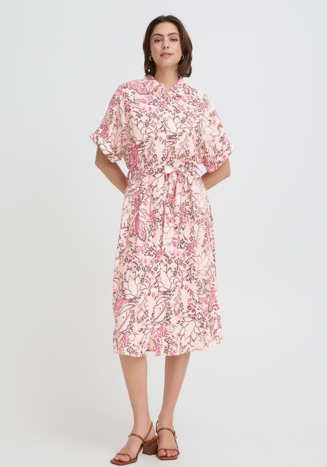 Fransa Casual Shirt Dress - Femi Bouquet Lotus 1 Shaws Department Stores