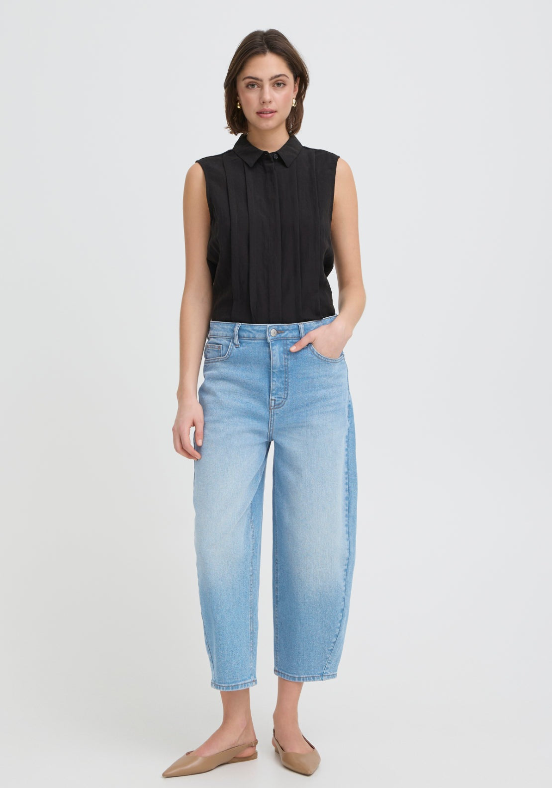Fransa Wide Leg Cropped Jeans - Denim 1 Shaws Department Stores