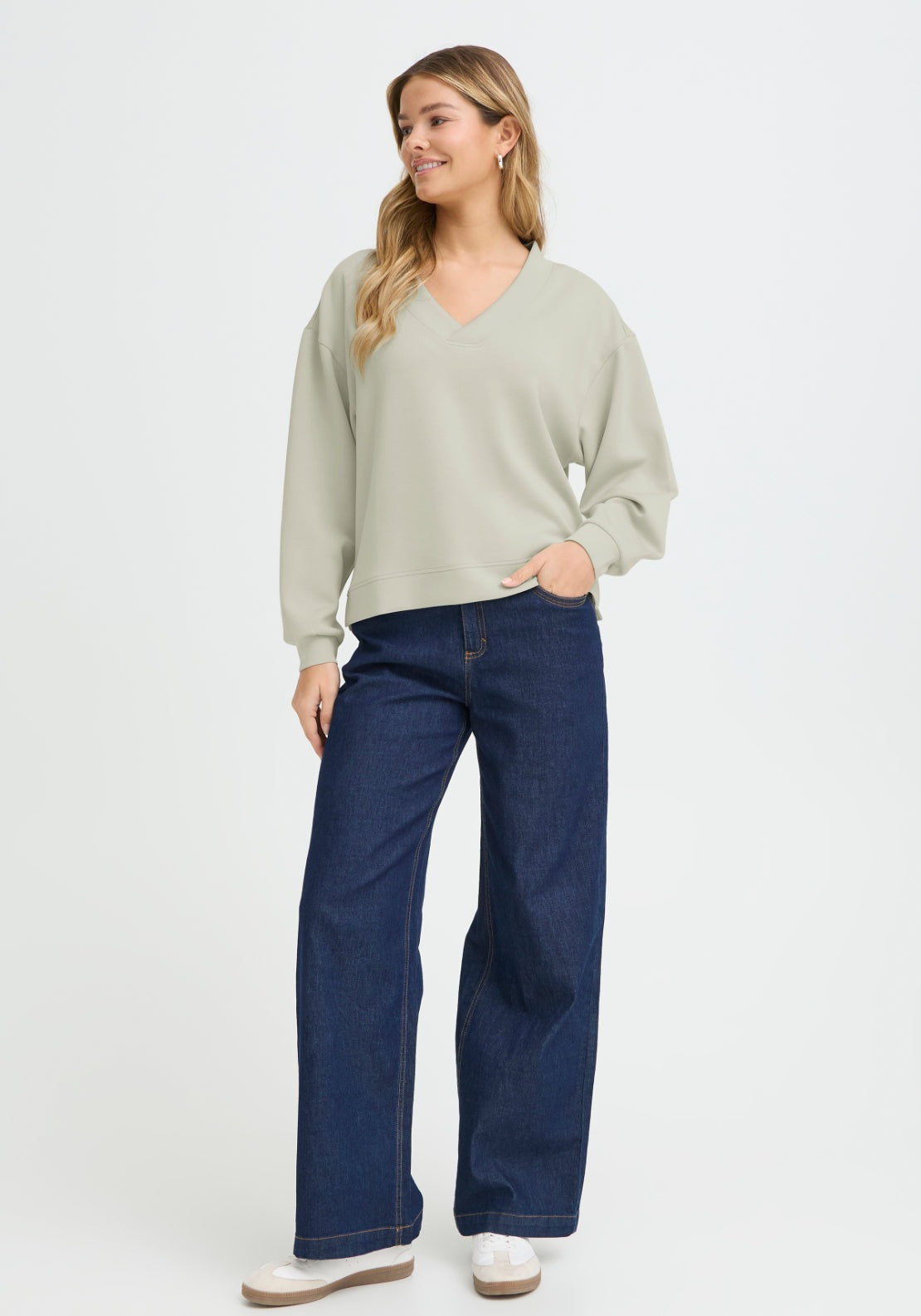 Fransa Loose Pullover Knit - Green 1 Shaws Department Stores