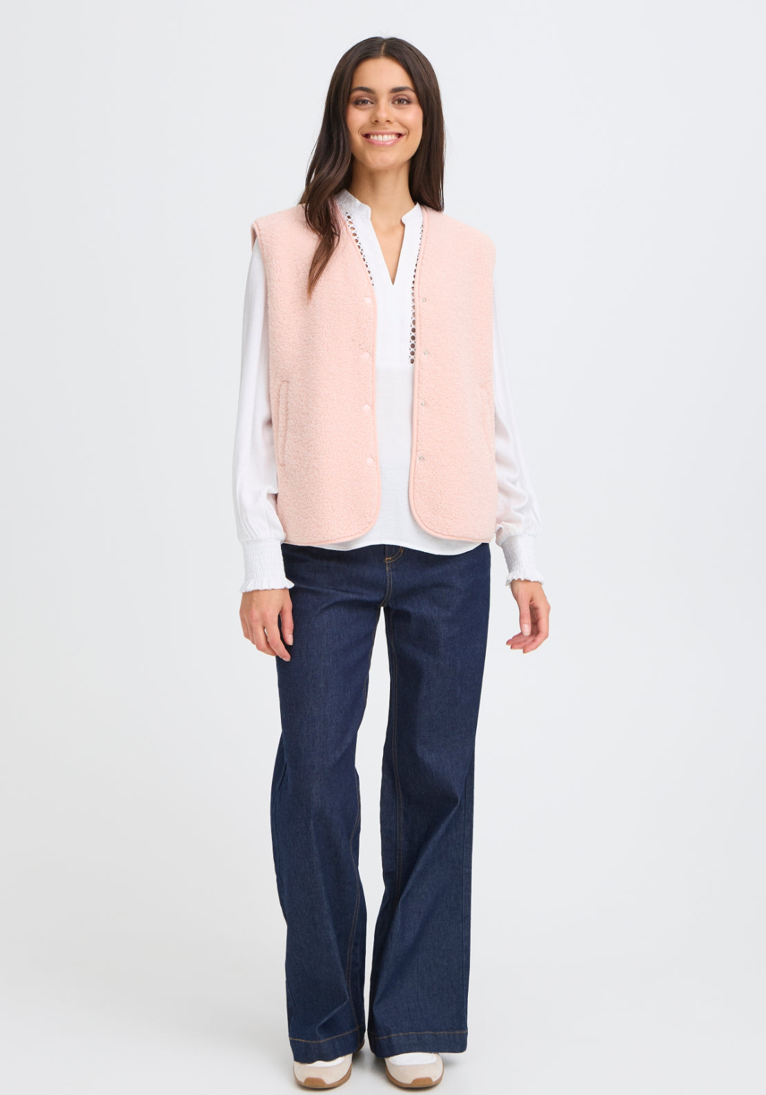 Fransa Structured Waistcoat - Rose Smoke 1 Shaws Department Stores