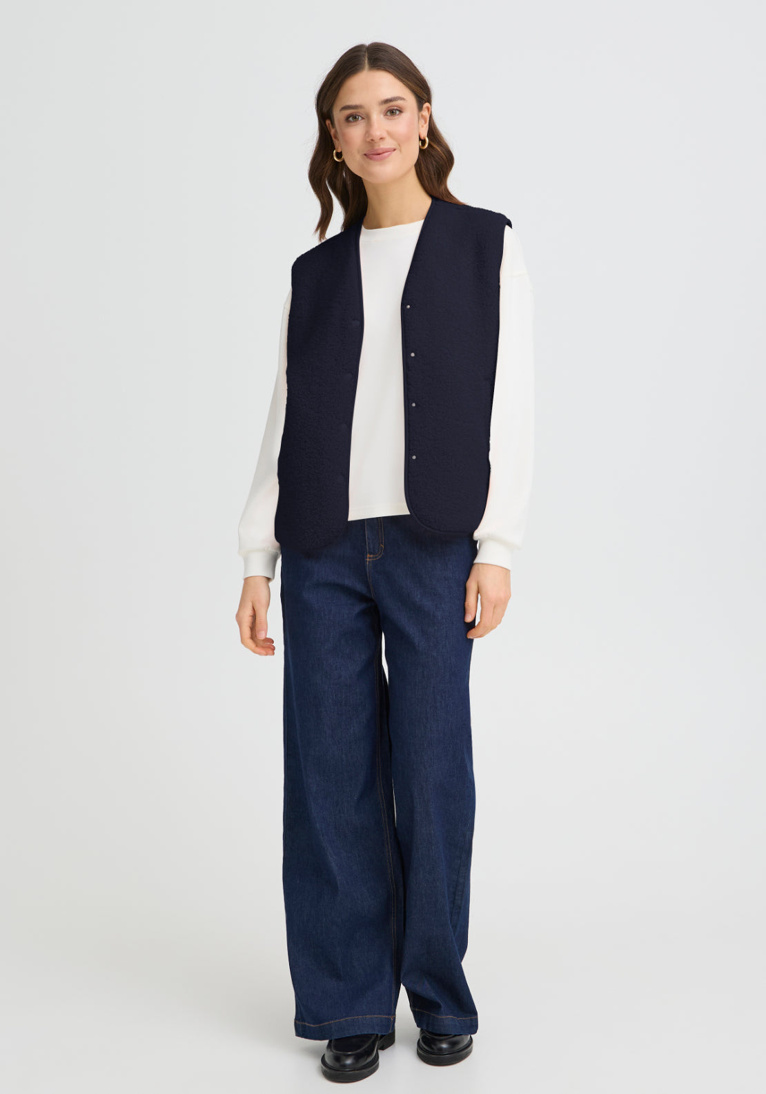 Fransa Structured Waistcoat - Blue 1 Shaws Department Stores
