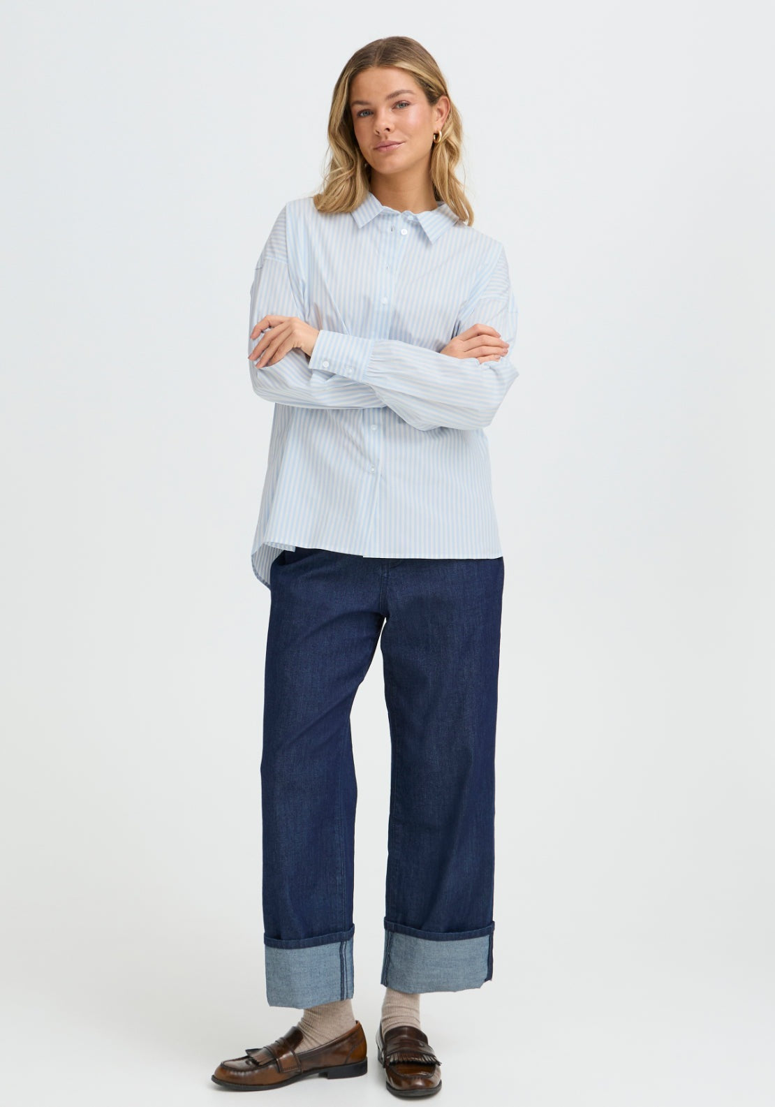 Fransa Classic Striped Shirt - Cashmere Blue White Stripe 1 Shaws Department Stores