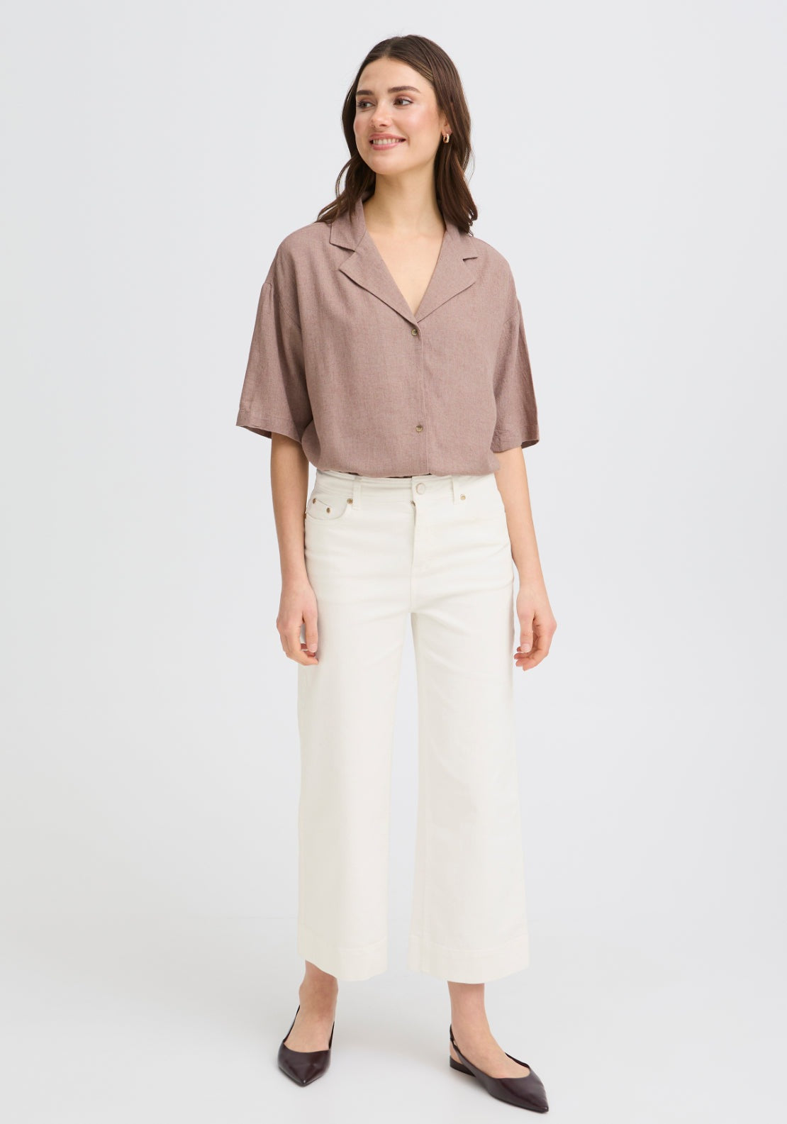 Fransa Flattering Ankle Grazer Jeans - White Denim 1 Shaws Department Stores