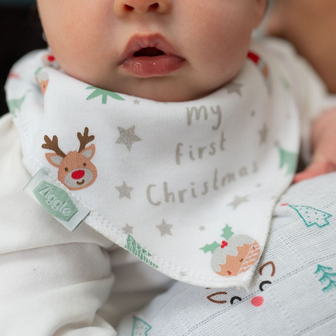 Ziggle My First Christmas Bib - White 2 Shaws Department Stores