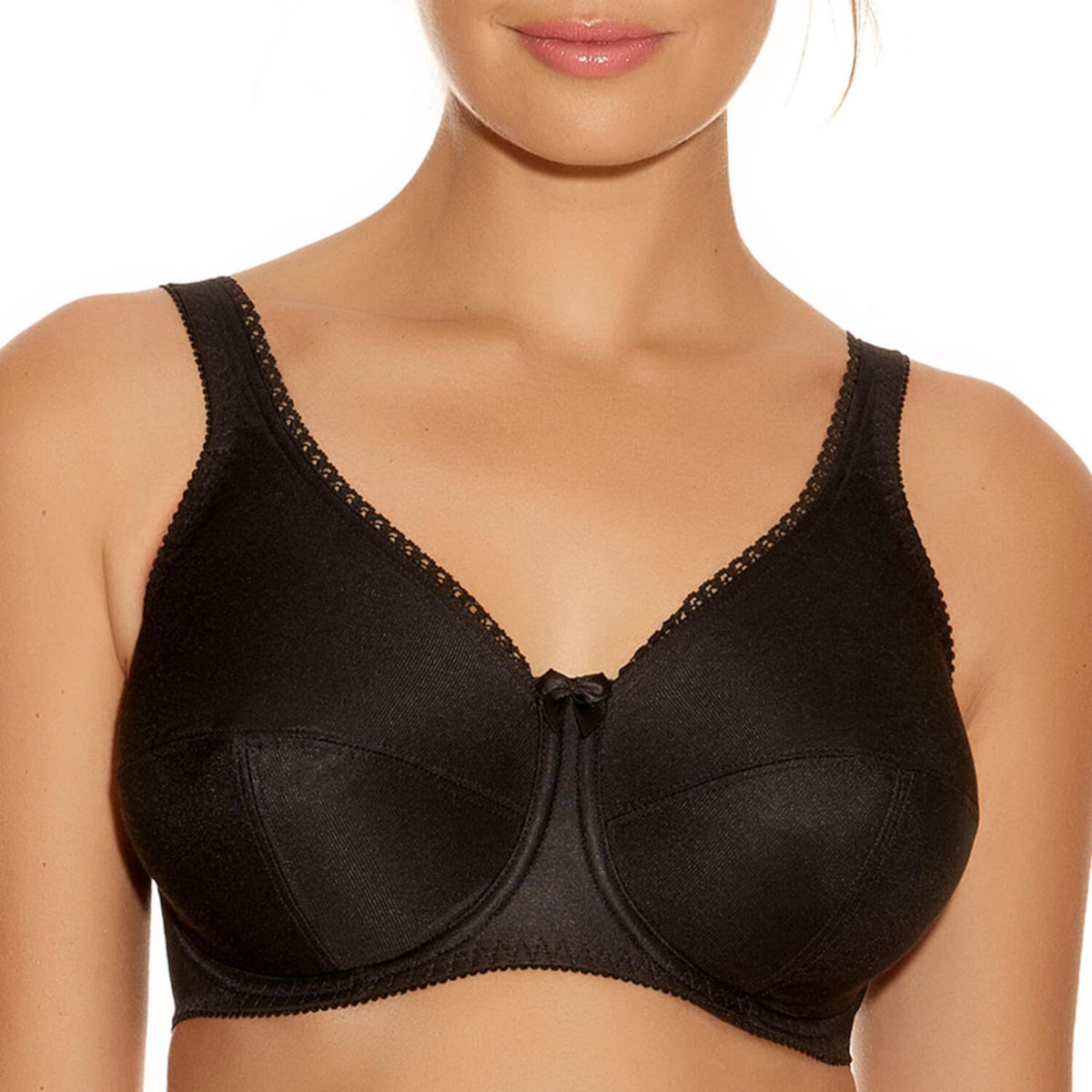 Speciality Cotton & Polyester Smooth Cup Bra - Black