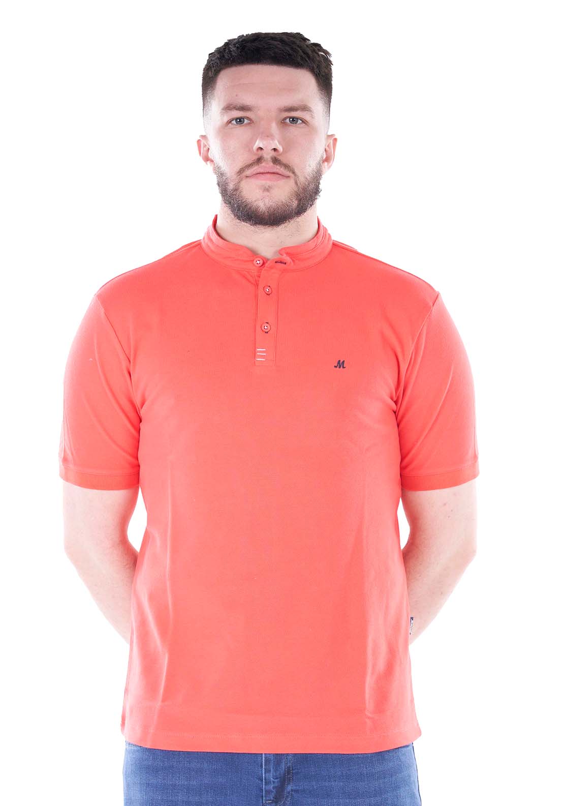Mineral Field Grandad Piquet Tee - Coral 1 Shaws Department Stores