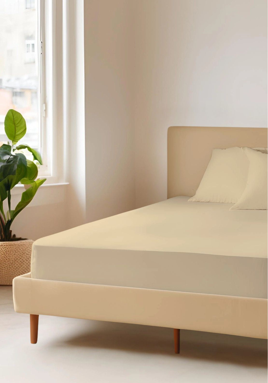 The Home Luxury Collection 100% Cotton 200 TC Deep Fitted Sheet 35cm - Nude 1 Shaws Department Stores