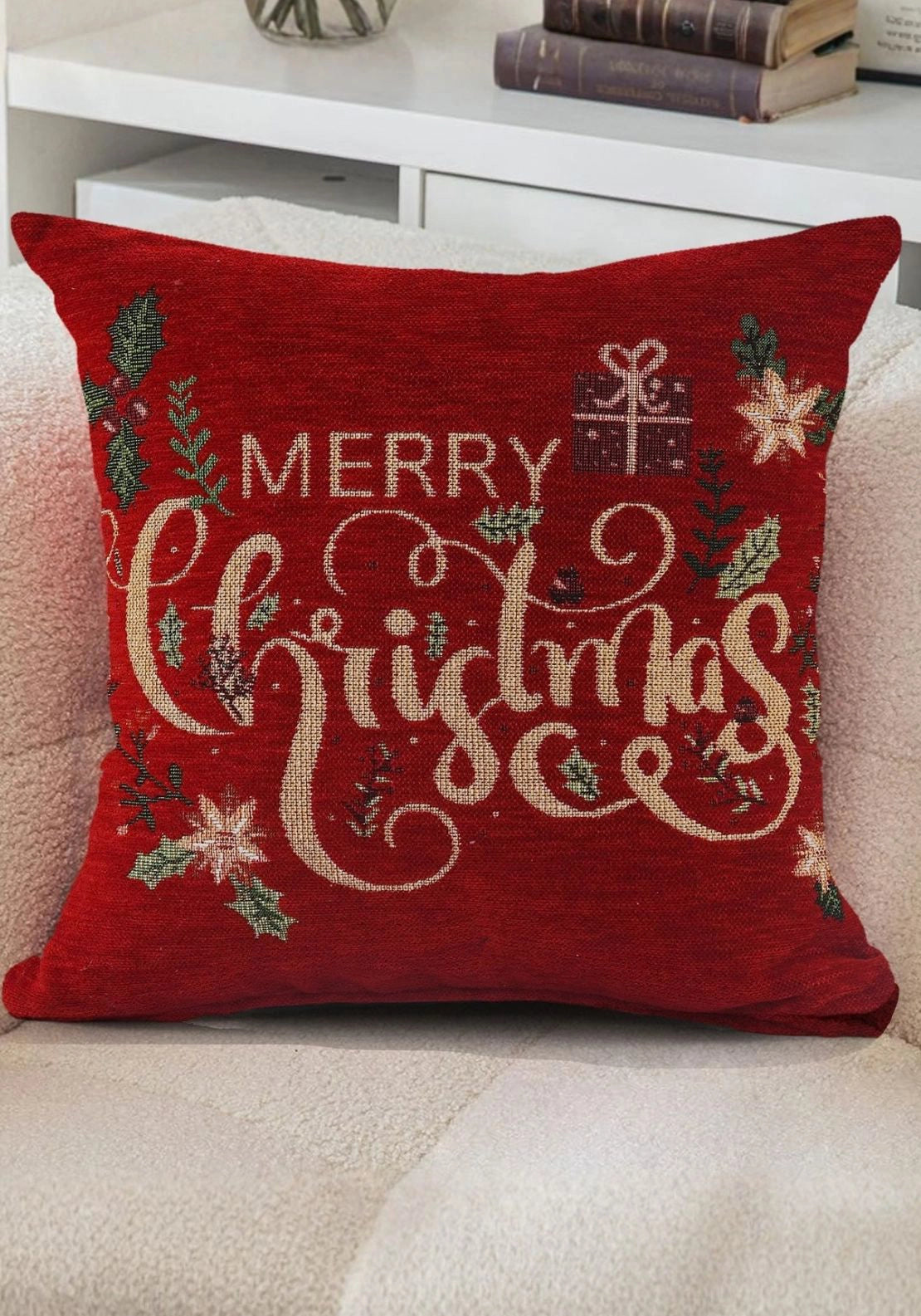 Floral Merry Christmas Cushion