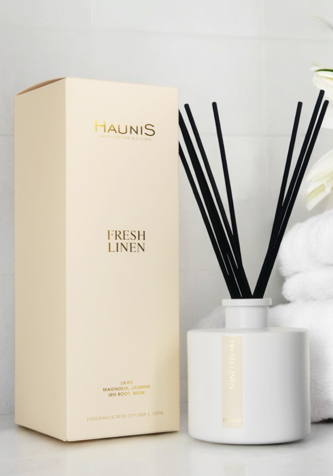 Haunis Fresh Linen Diffuser - Cream 3 Shaws Department Stores