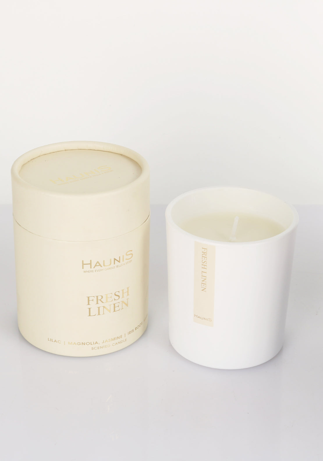 Haunis Fresh Linen Soy Blend Candle - Cream 1 Shaws Department Stores