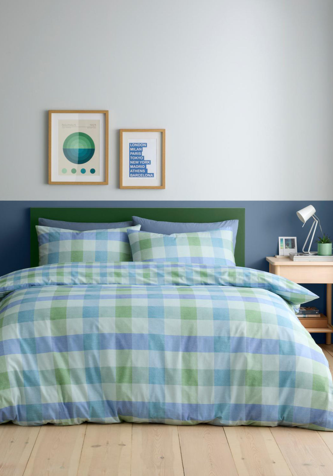 The Home Collection Block Check Duvet Cover Set - Blue 3 Shaws Department Stores