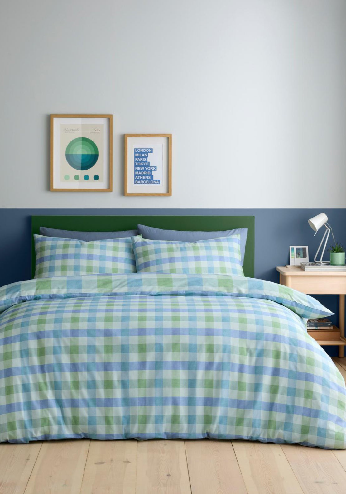 The Home Collection Block Check Duvet Cover Set - Blue 2 Shaws Department Stores