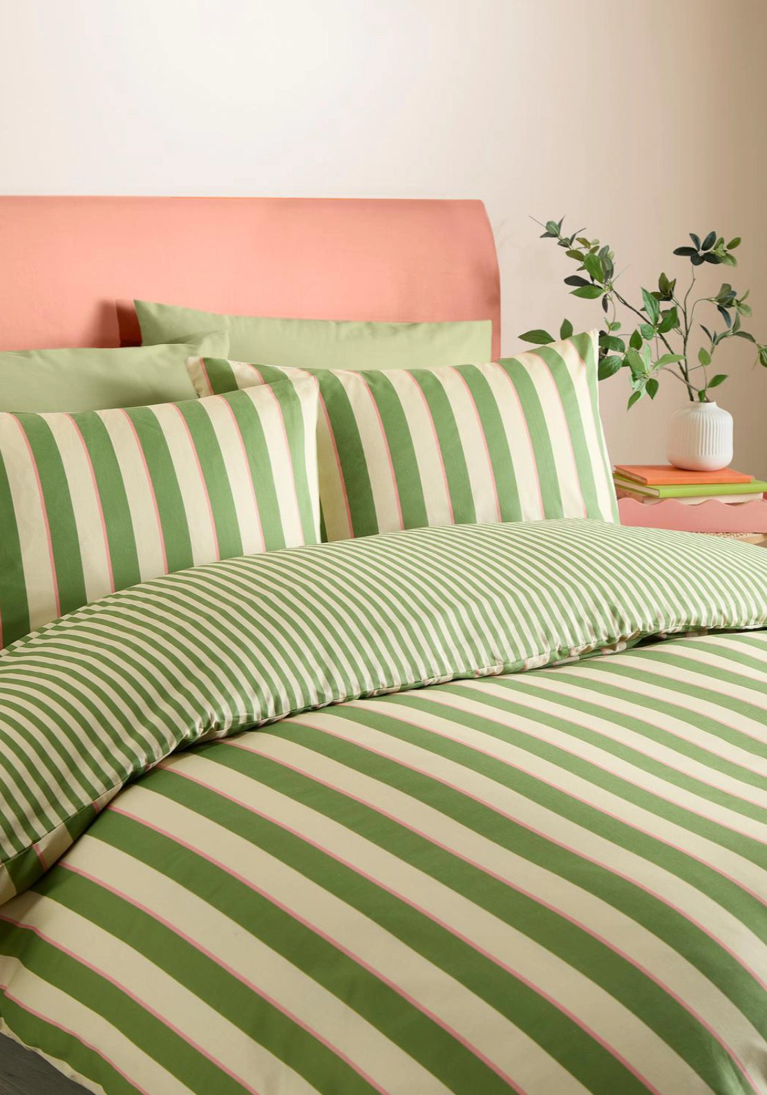 Bright Stripe Duvet Cover Set - Green