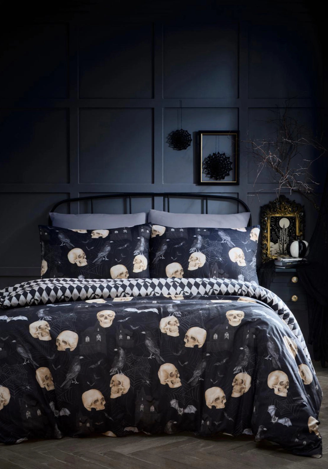 The Home Collection Midnight Skulls Duvet Set - Black 1 Shaws Department Stores