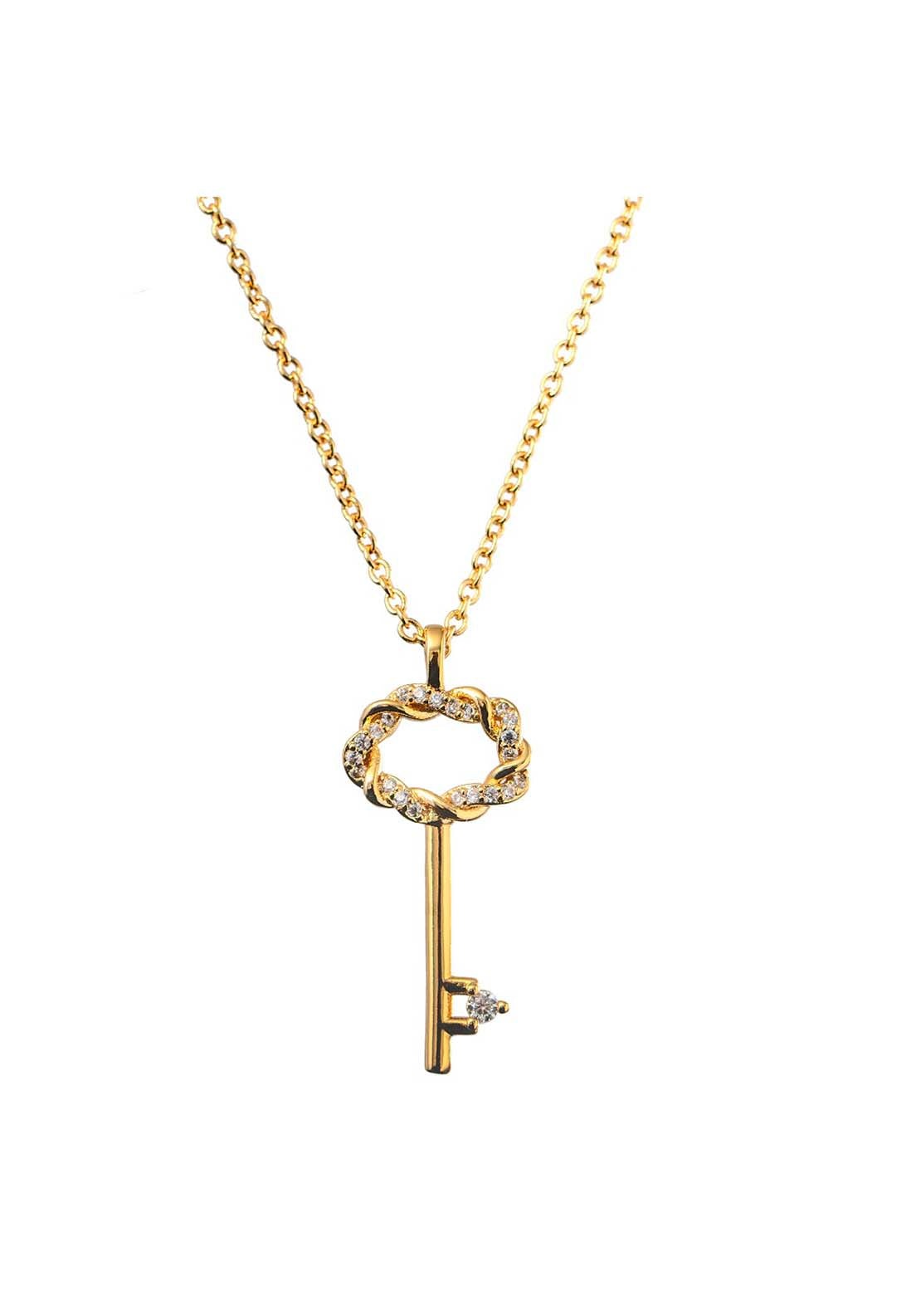 Newbridge Jewellery Gold Plated Key Pendant - Rose Gold 2 Shaws Department Stores