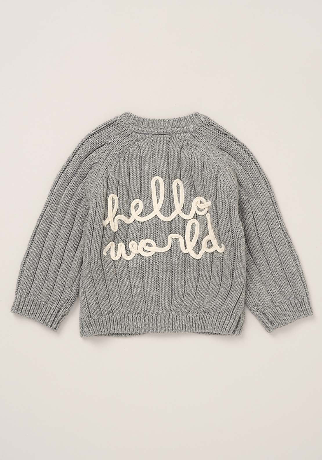 Jainco Hello World Knitted Cardigan - Grey 2 Shaws Department Stores