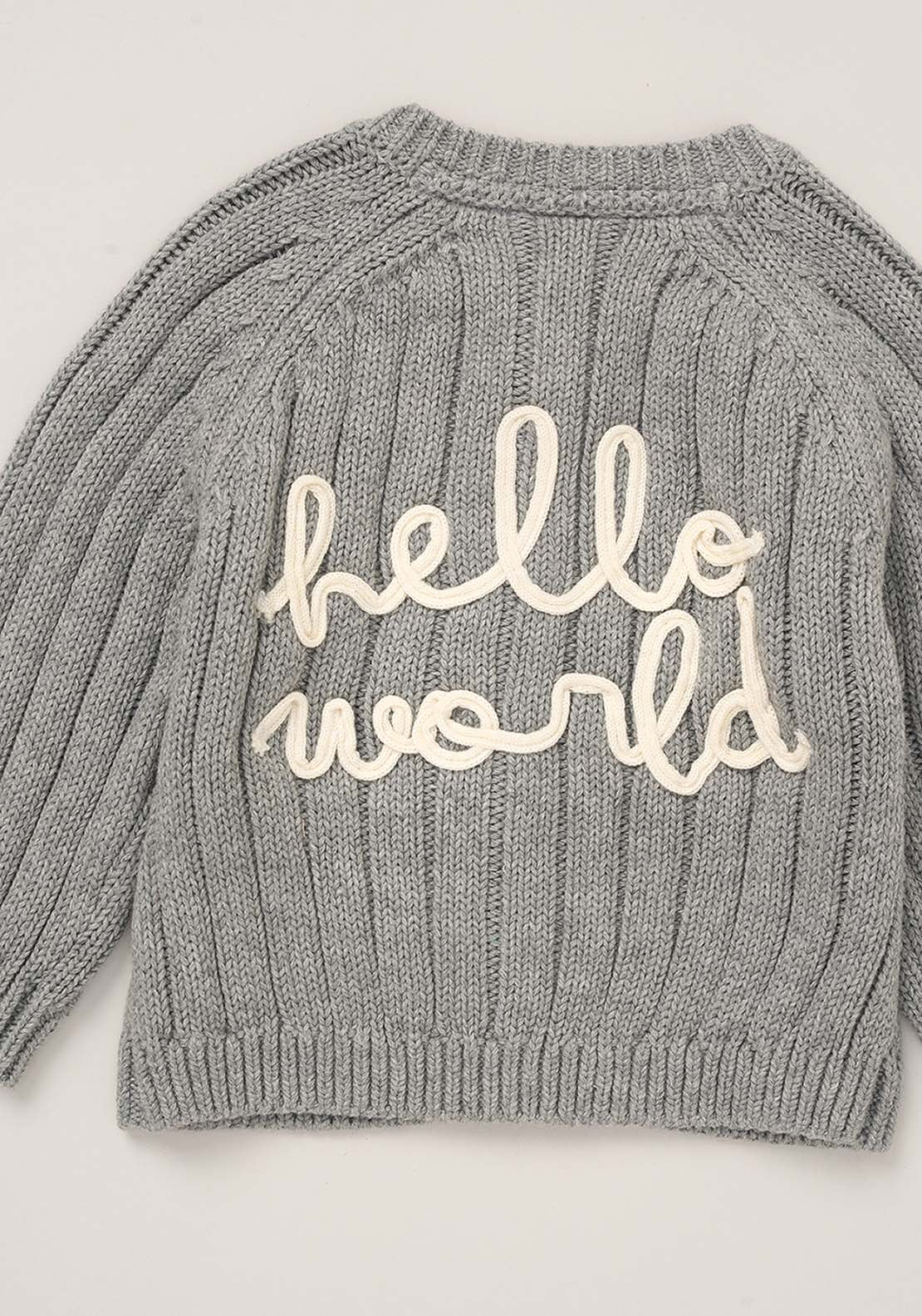 Jainco Hello World Knitted Cardigan - Grey 3 Shaws Department Stores