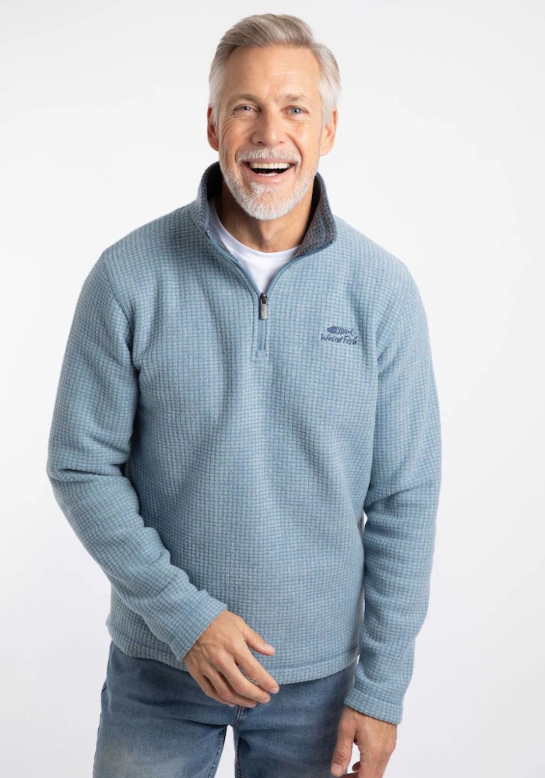 Weird Fish Newark 1/4 Zip Sweatshirt - Blue 1 Shaws Department Stores
