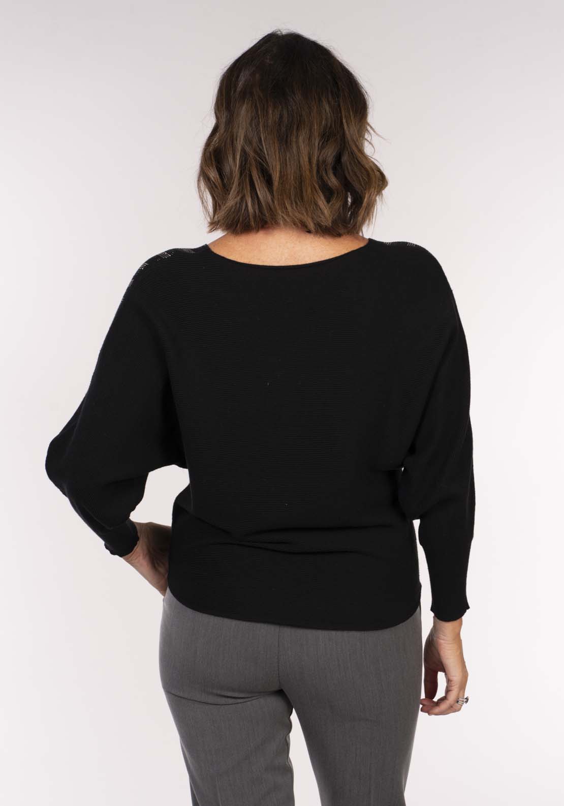 Tea Lane Batwing Top With Line Sparkle - Black 6 Shaws Department Stores
