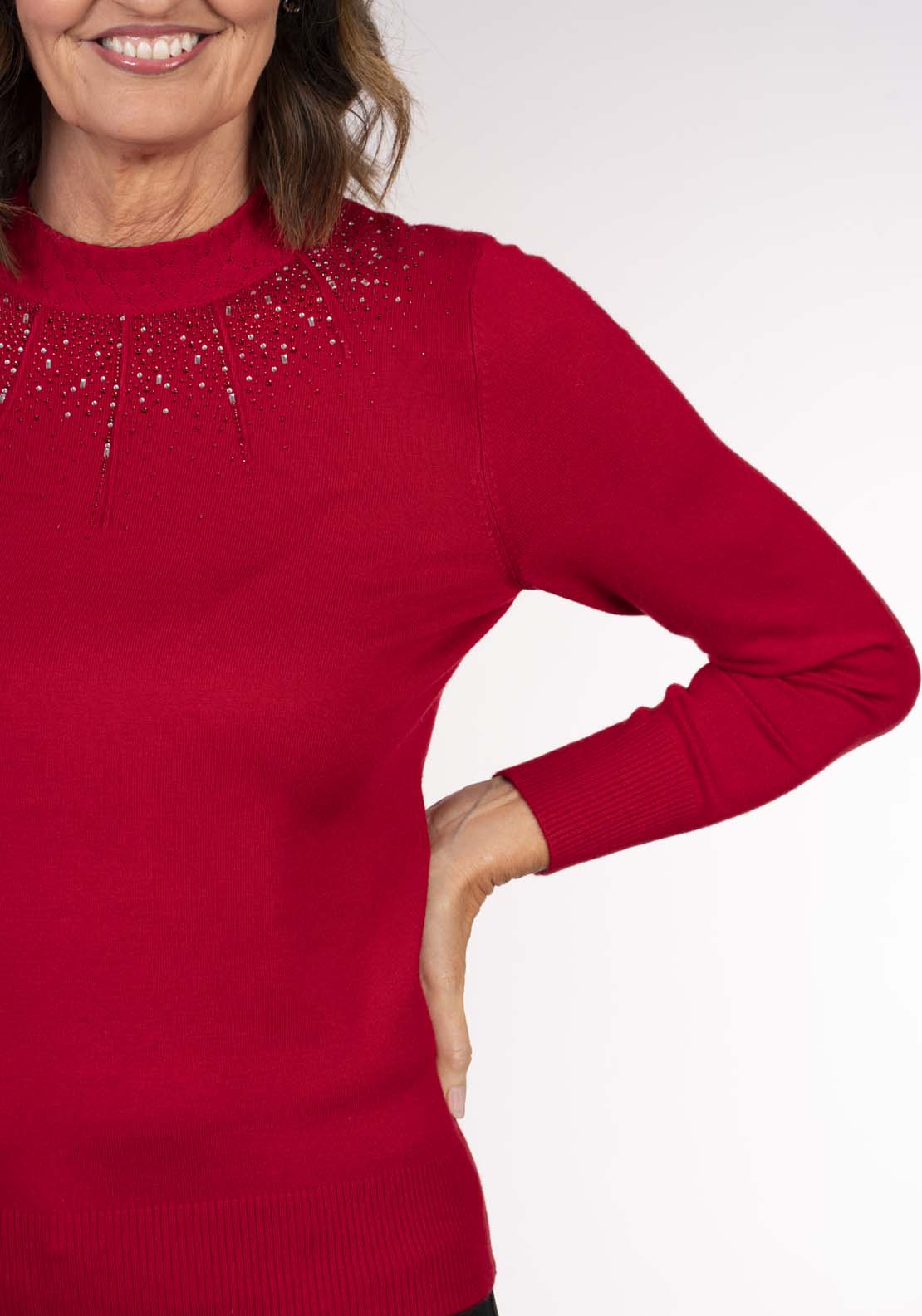 Tea Lane Red Sparkle Knit Sweater - Red 5 Shaws Department Stores