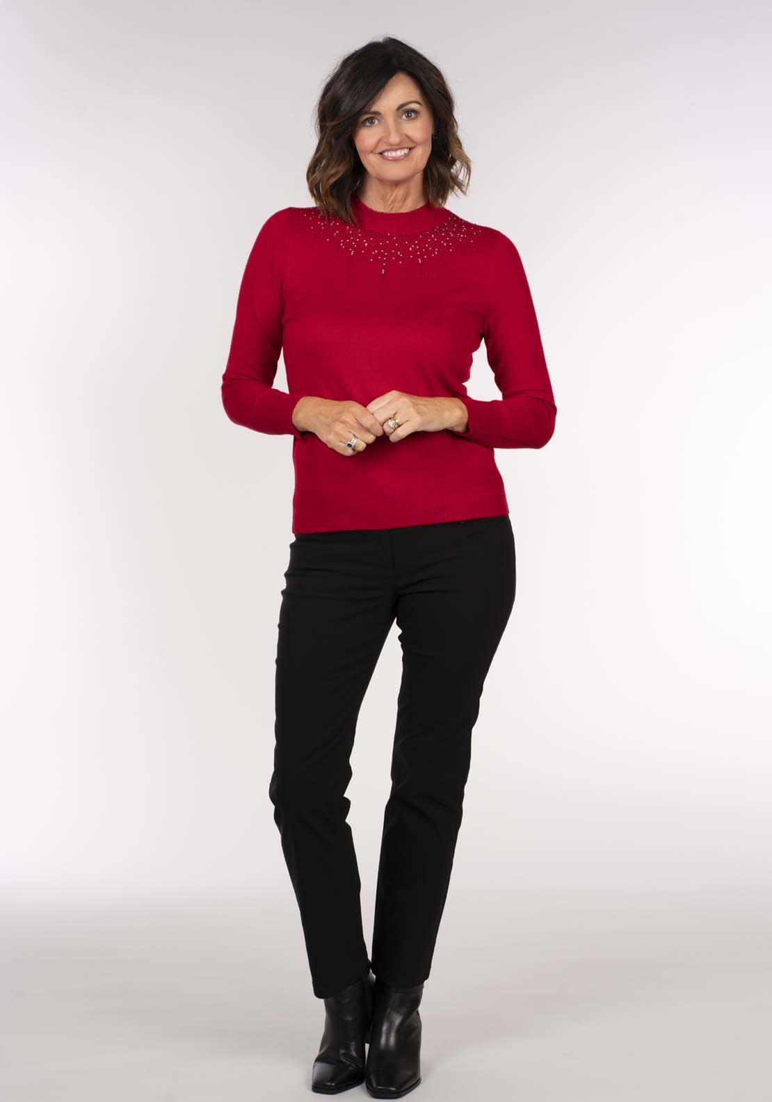 Tea Lane Red Sparkle Knit Sweater - Red 6 Shaws Department Stores