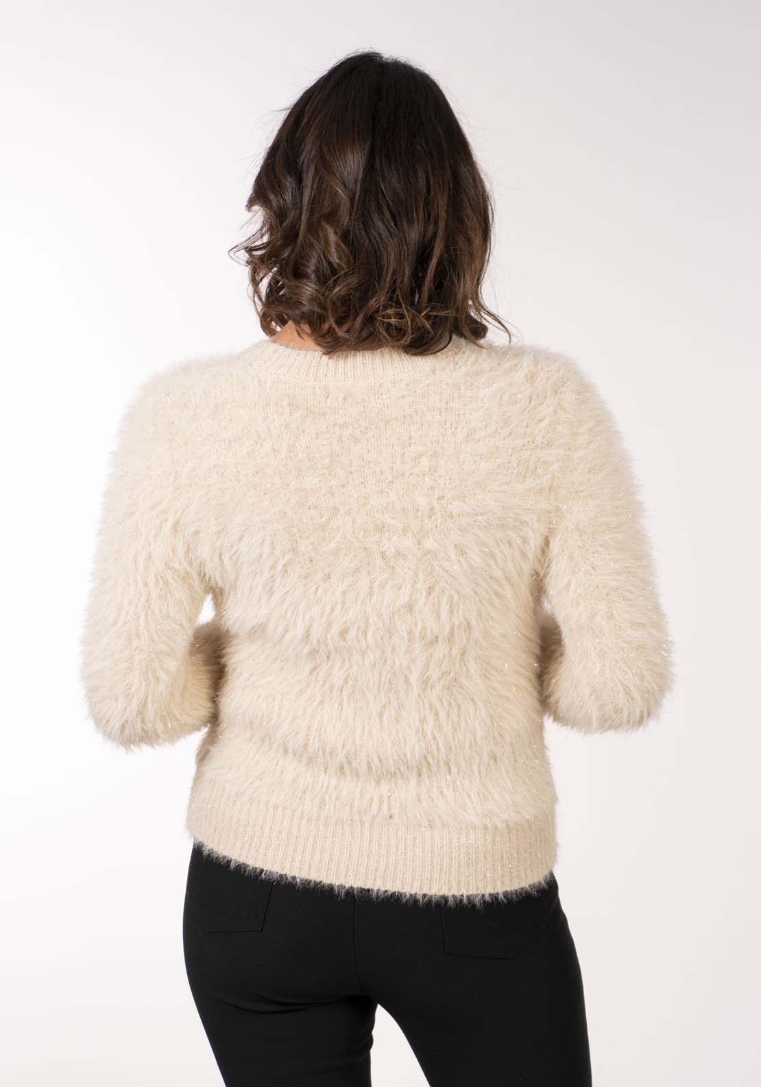 Naoise Sparkle Feather Crew Sweater - Ivory 5 Shaws Department Stores