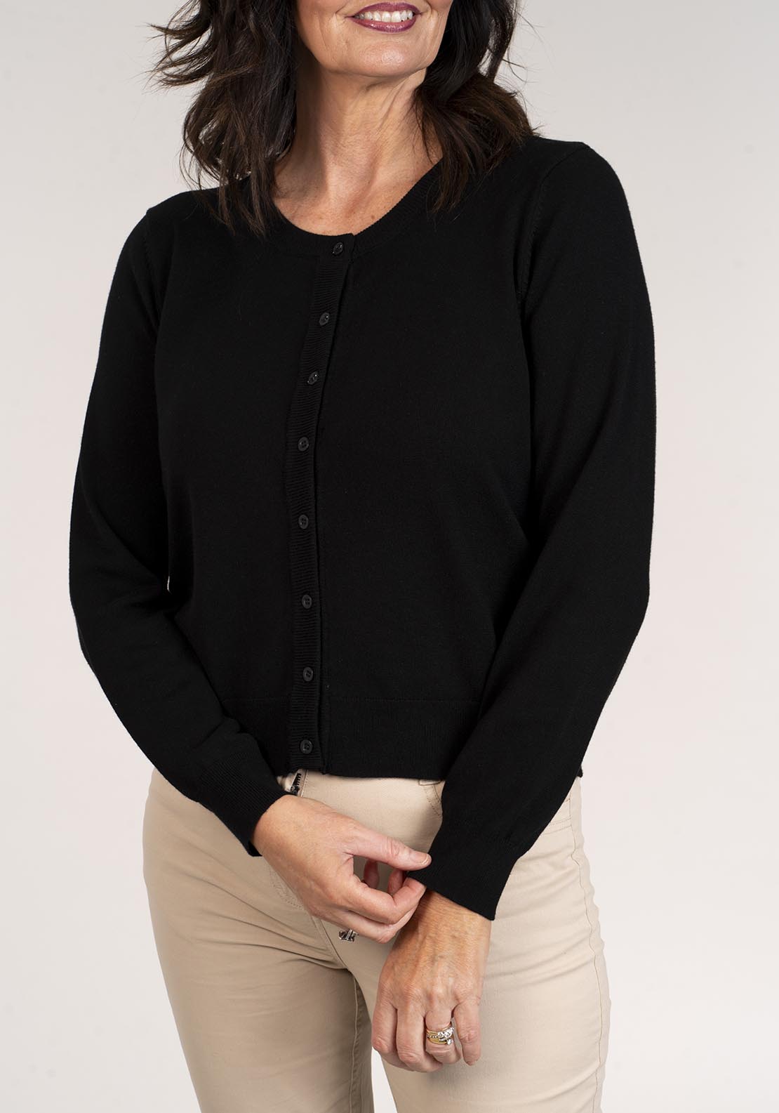 Tea Lane Long Sleeve Cardigan - Black 3 Shaws Department Stores