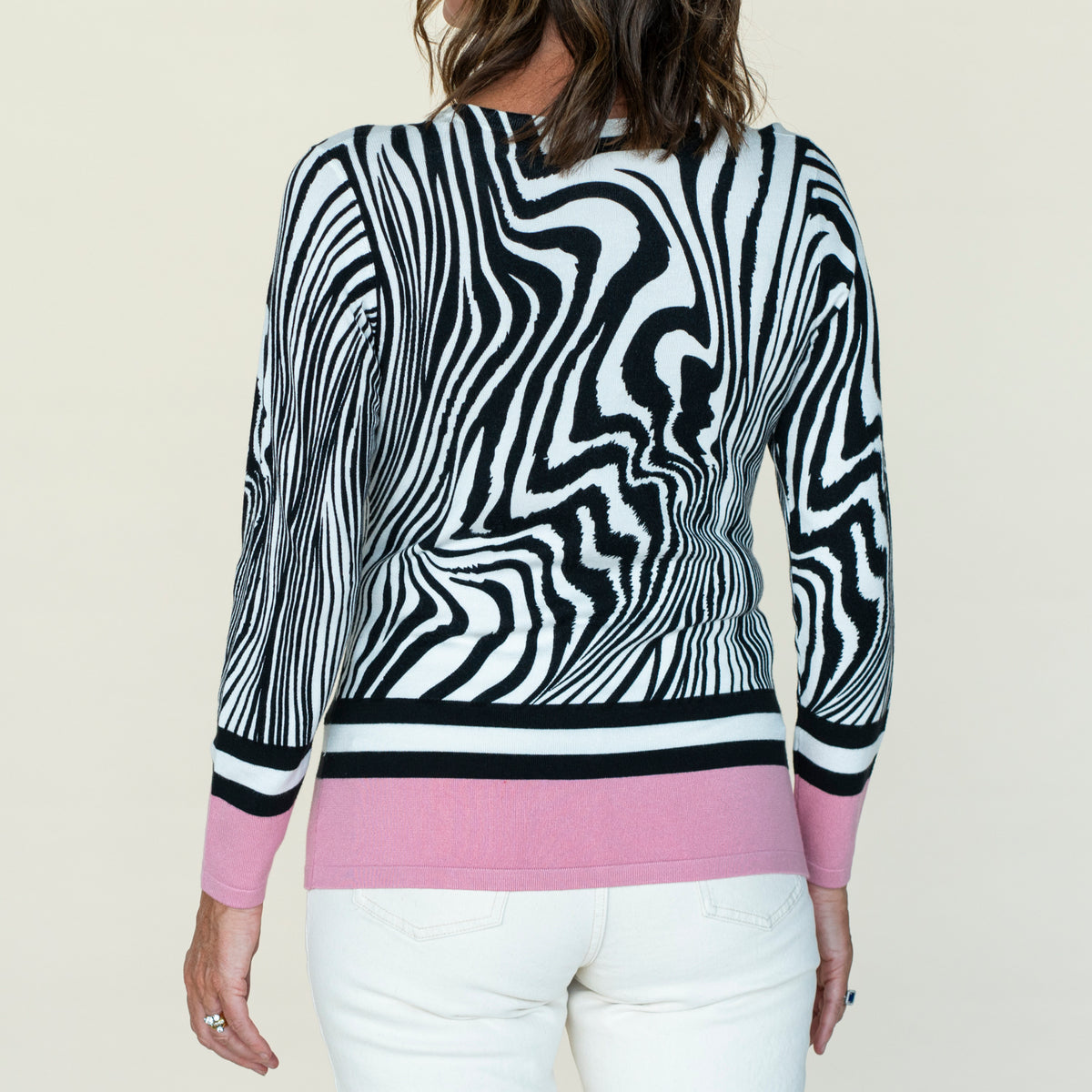 Zebra Pink Stripe Sweater - Pink