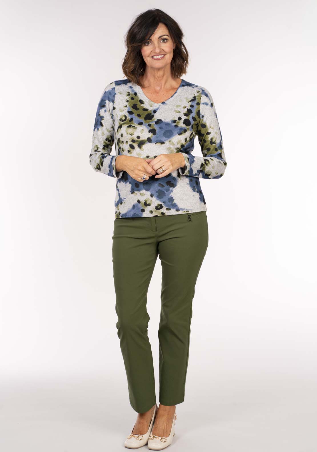 Tea Lane Animal Blue And Green Top - Grey Blue Olive 4 Shaws Department Stores