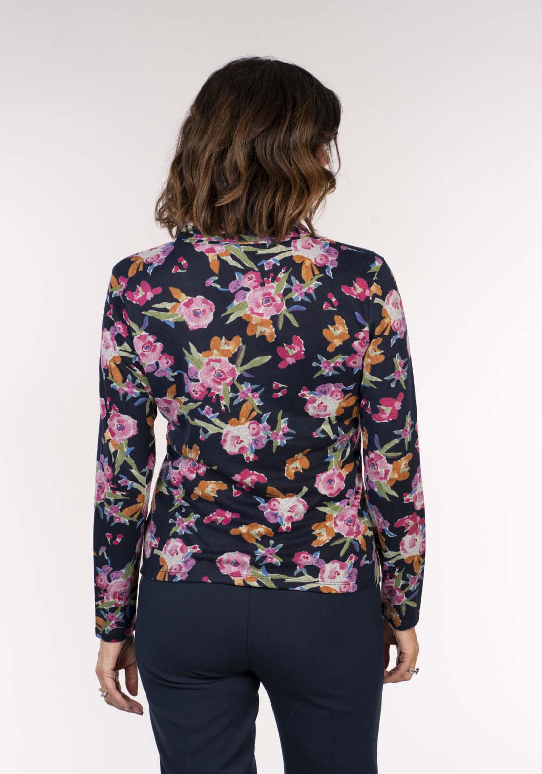 Tea Lane Pleat V Neck Top - Navy 6 Shaws Department Stores
