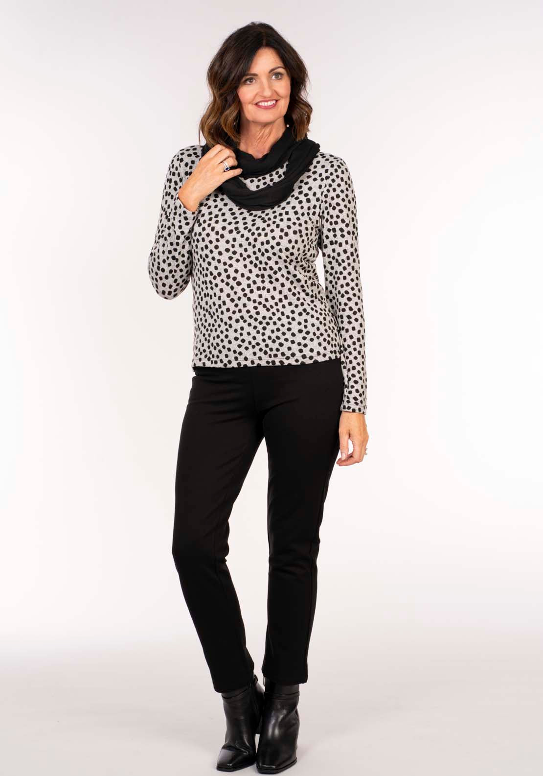 Tea Lane Snood Spot Top - Grey W Black Spot 5 Shaws Department Stores