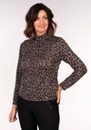 Turtle Nk Warm Knit Top - Taupe Animal