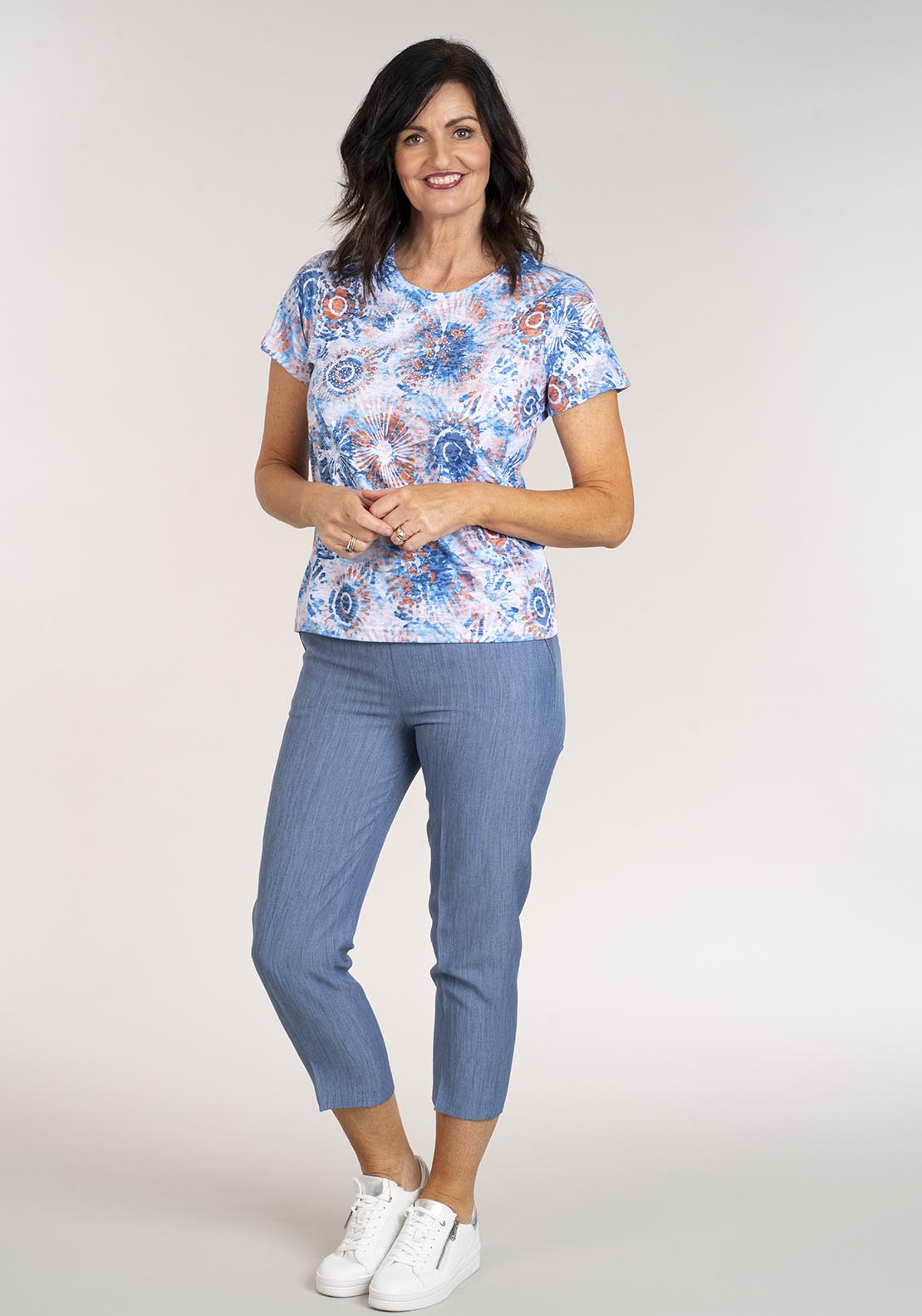 Tea Lane Short Sleeve Printed T-Shirt - Blue 5 Shaws Department Stores
