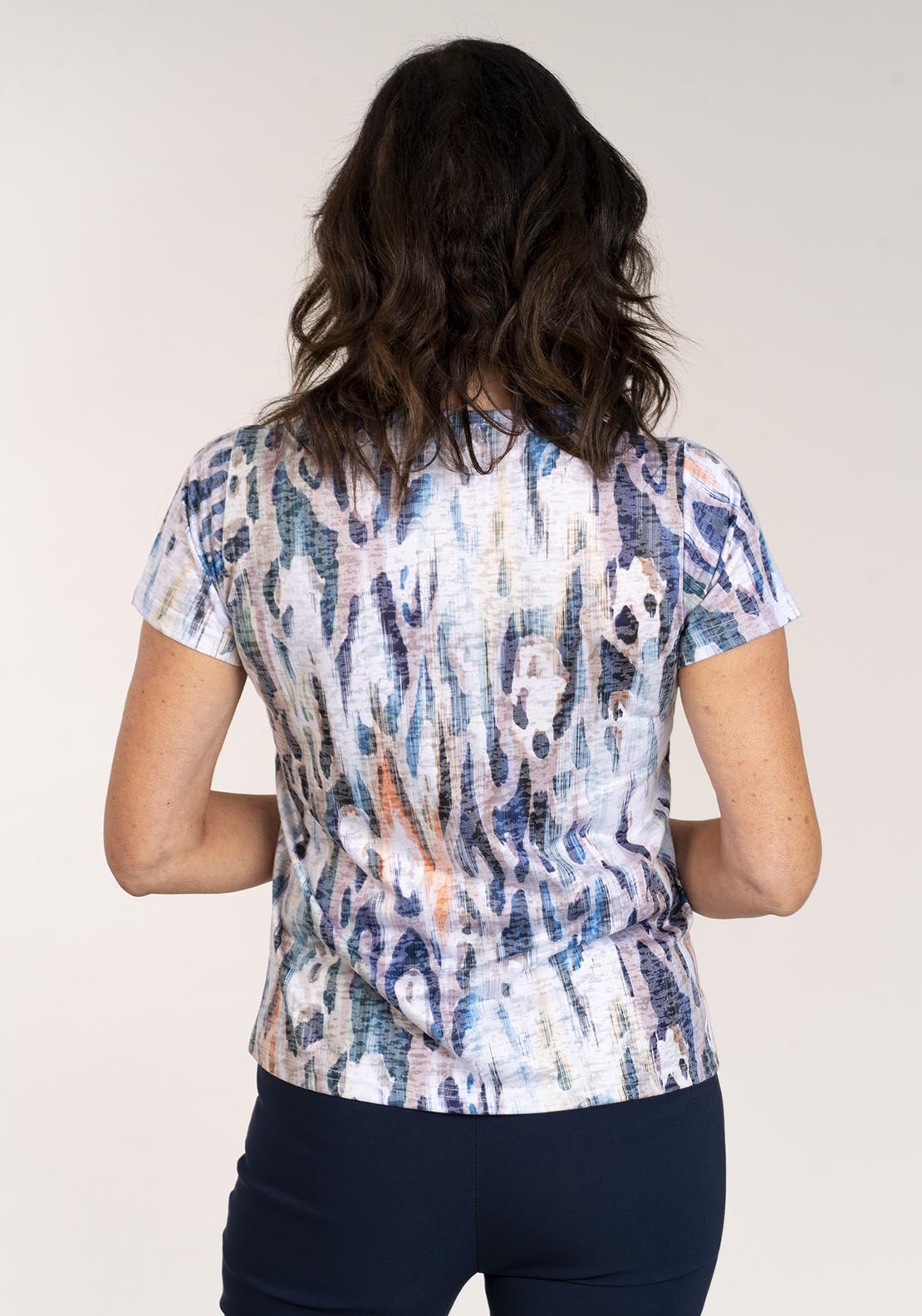 Tea Lane Short Sleeve Abstract T-Shirt - Blue 3 Shaws Department Stores