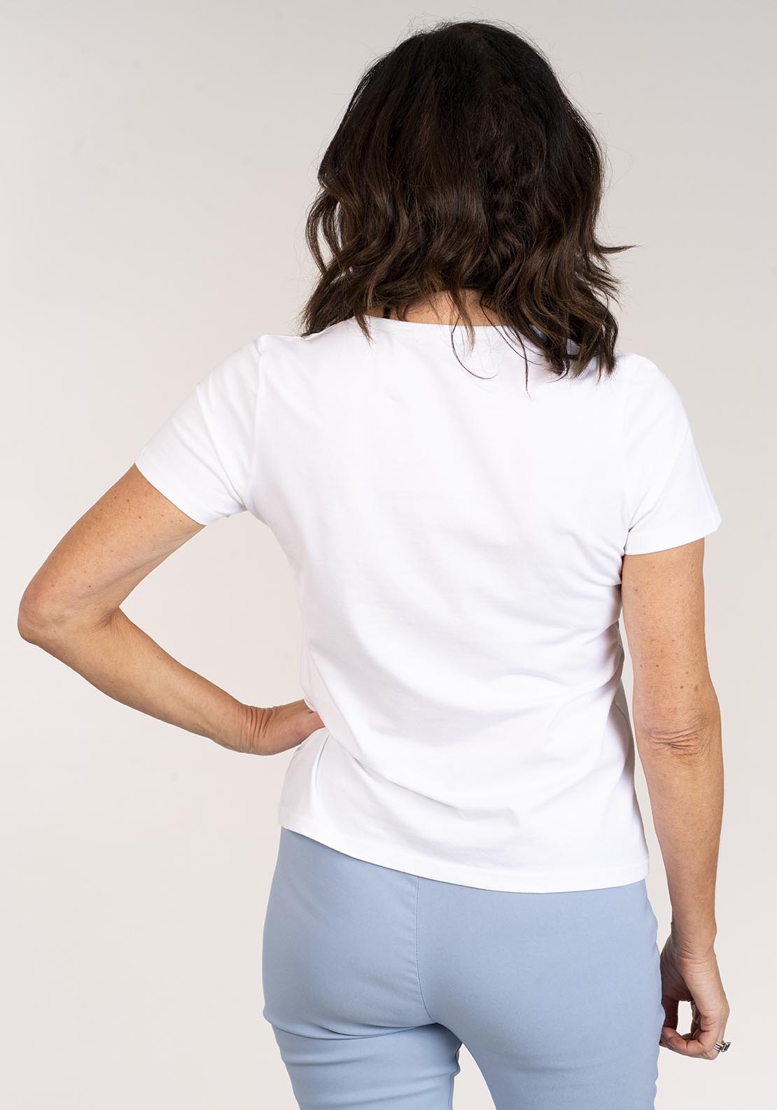 Tea Lane Short Sleeve T-Shirt Blue Flowers - White 3 Shaws Department Stores