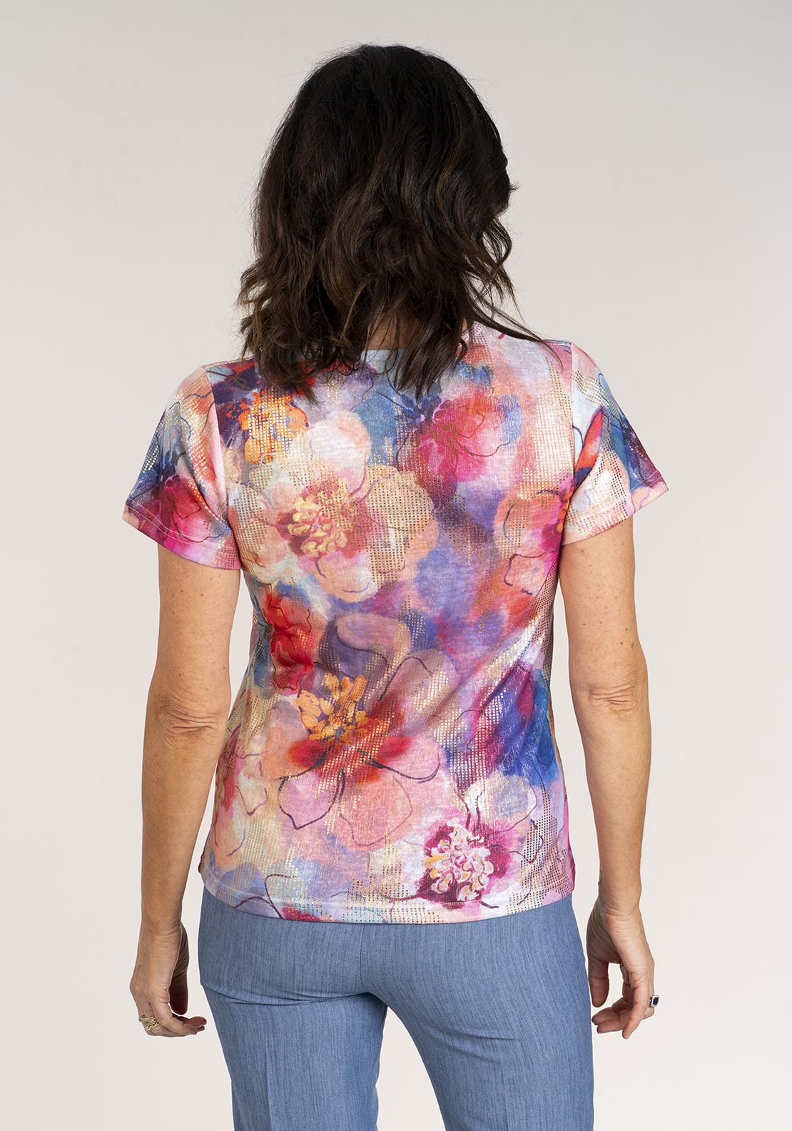 Tea Lane Short Sleeve Foil Print T-Shirt - Orange 4 Shaws Department Stores