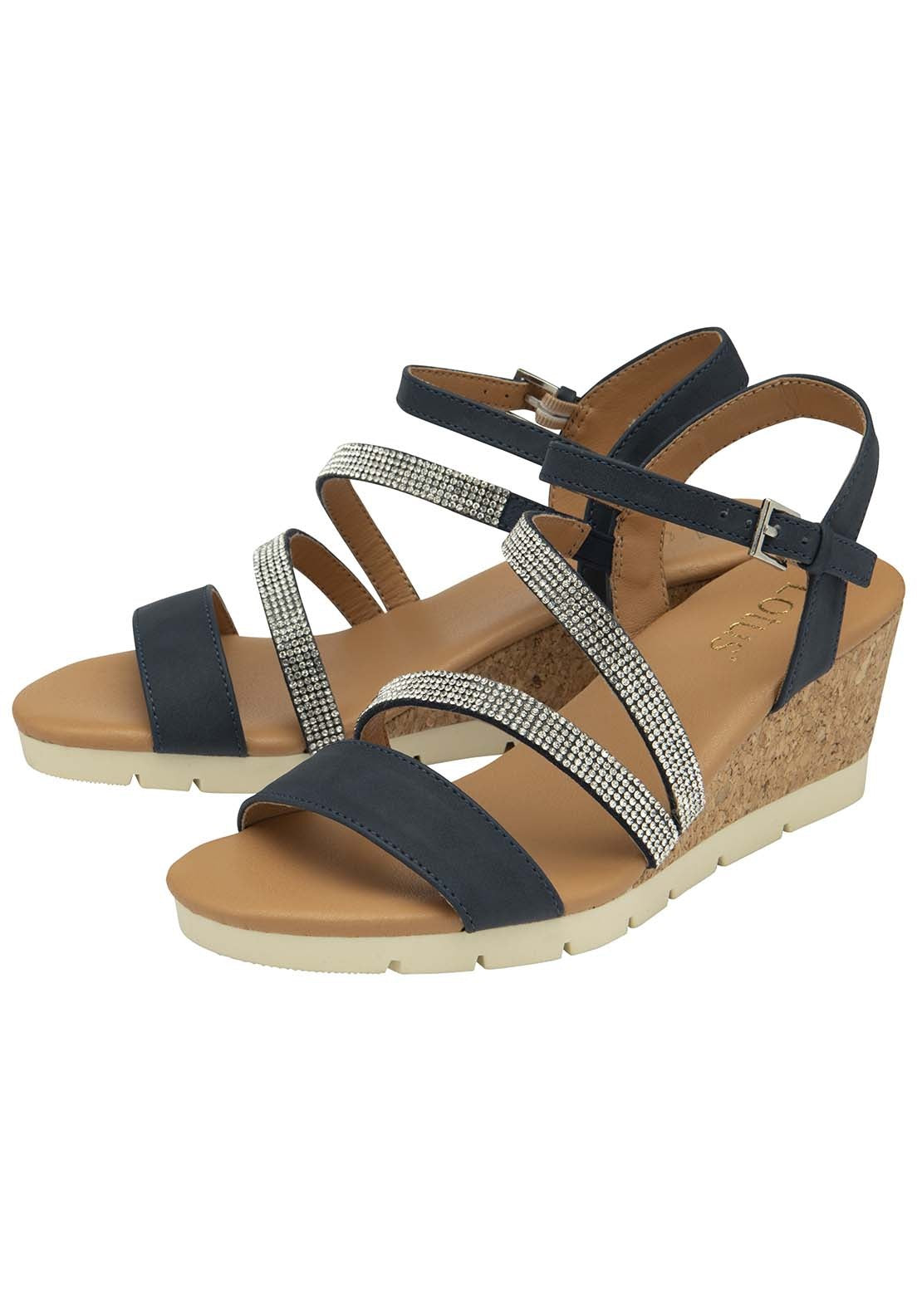 Lotus Goldie Sandal - Navy 1 Shaws Department Stores