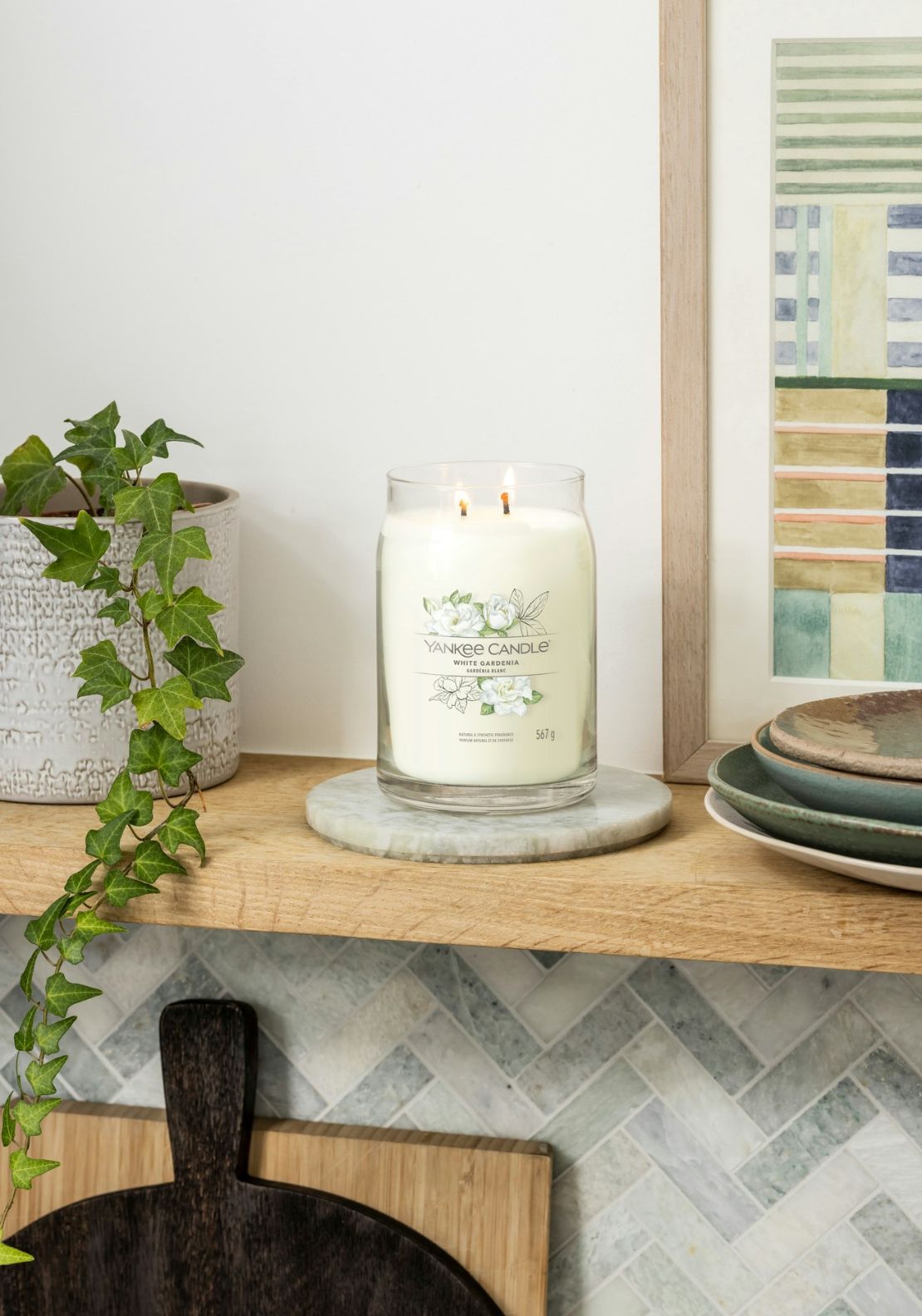 Signature Large Jar White Gardenia - White