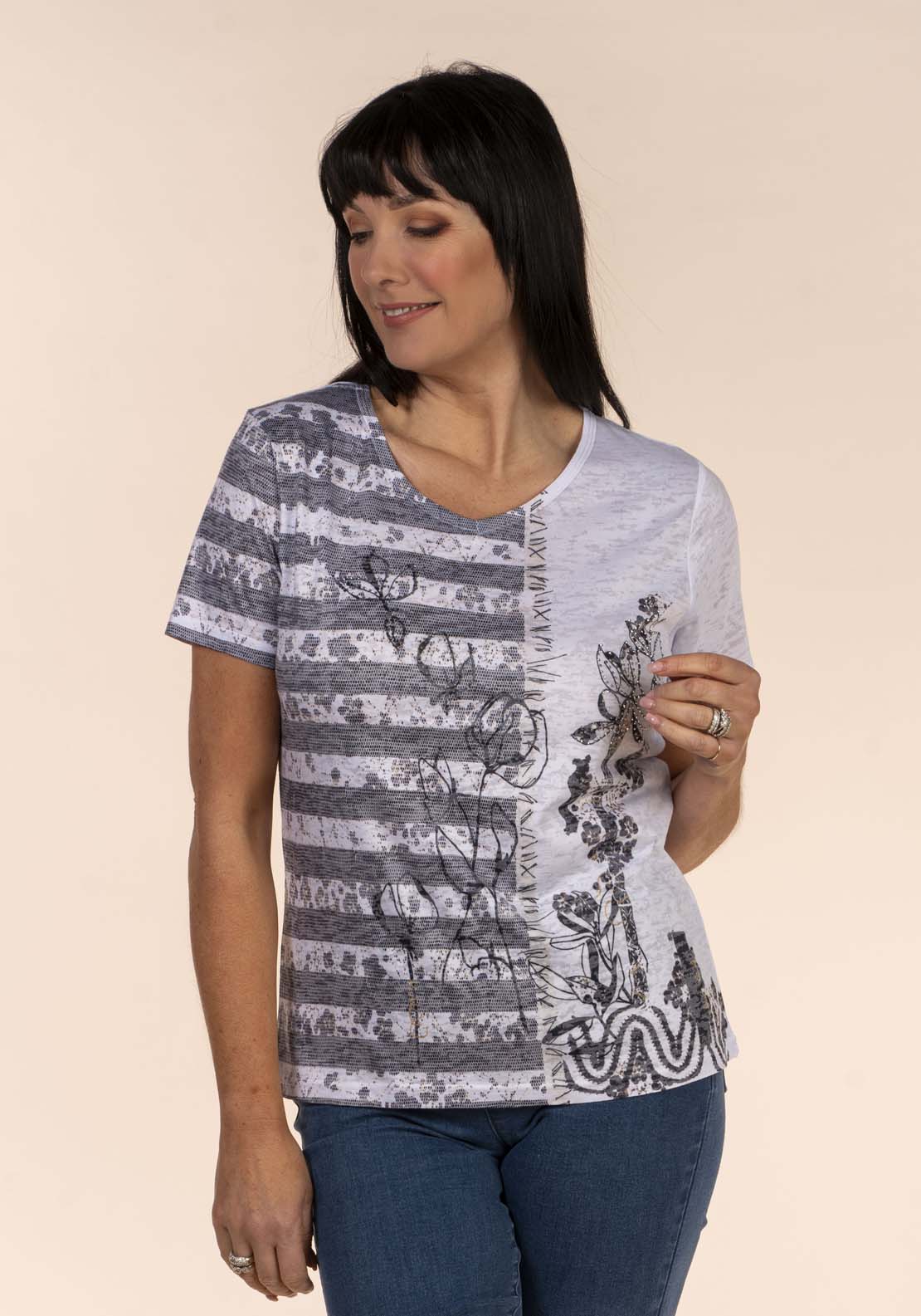 Tea Lane Burnout Print T-Shirt 5 Shaws Department Stores