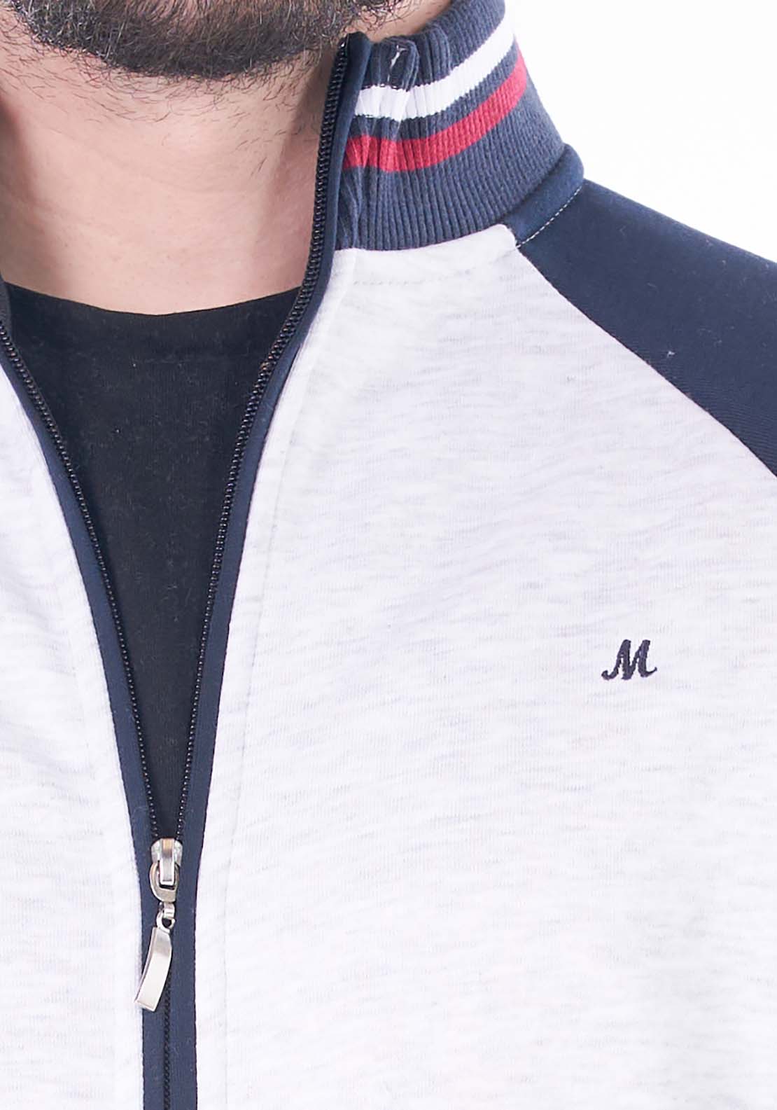 Mineral Grange Full Zip Raglan Jacket - Snow Marl/navy 2 Shaws Department Stores