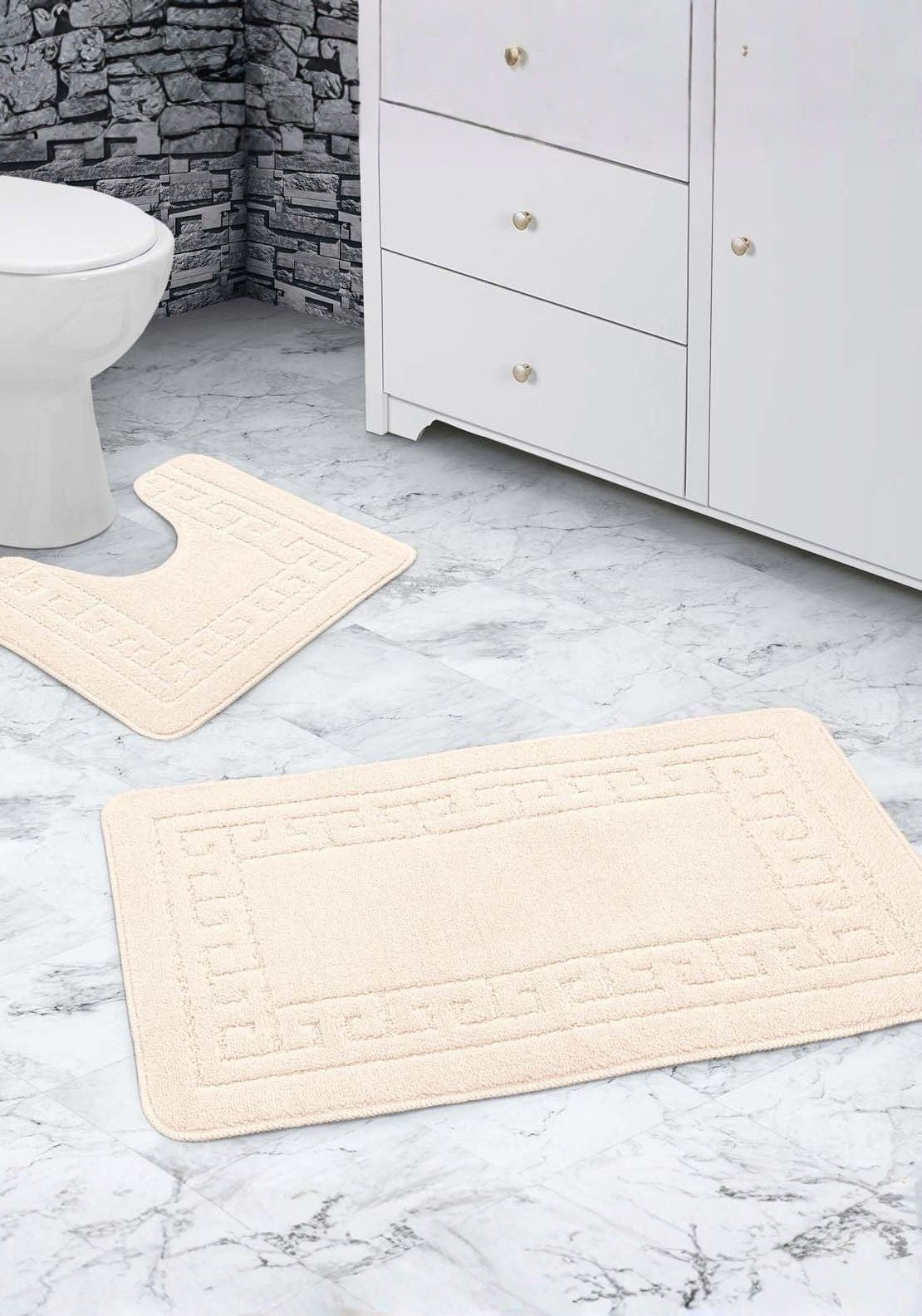 Greek Bath Mat Set - Cream – Shaws